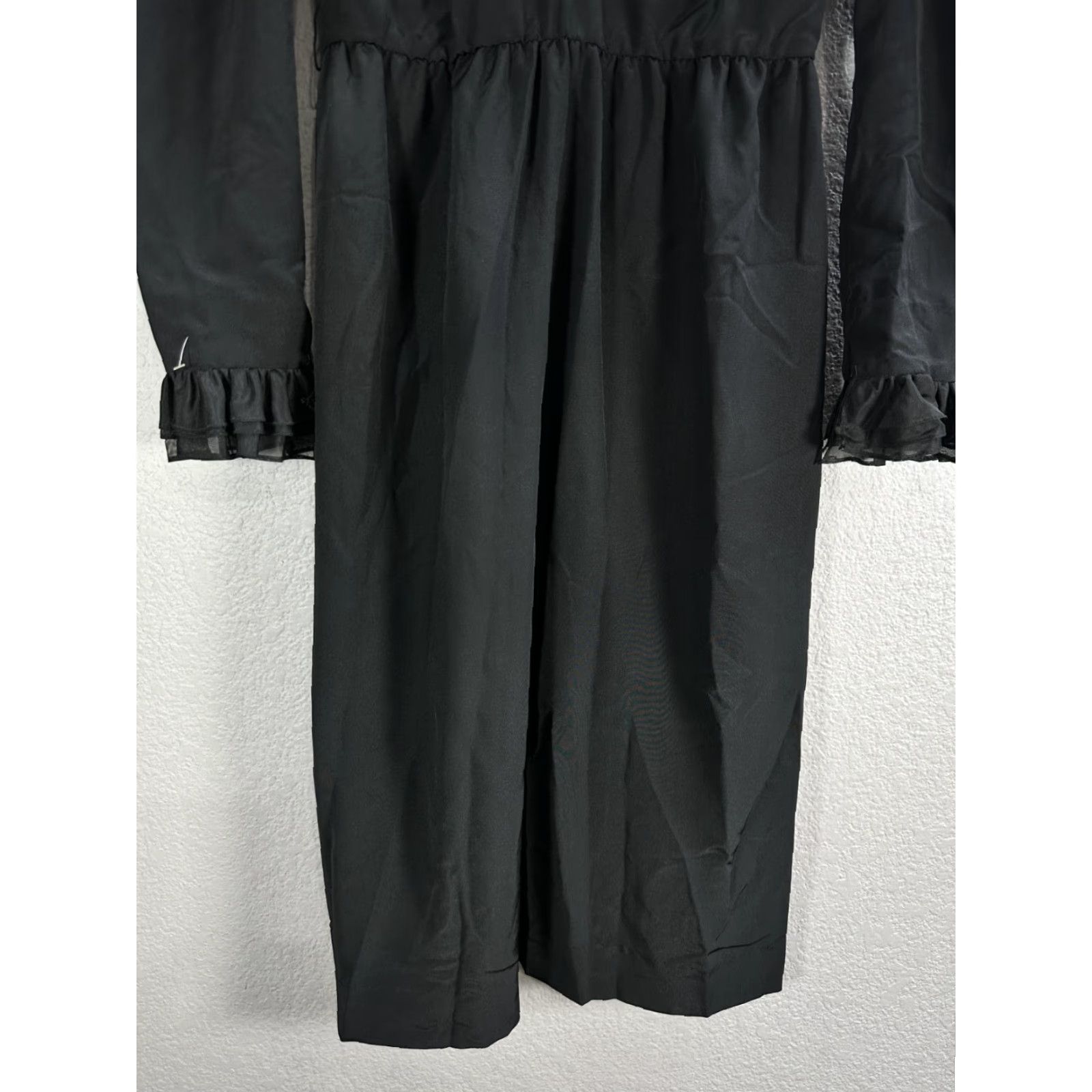 Vintage Lilli Diamond Black Ruffle V-Neck Dress Long Sleeve Knee Length Evening Sz 8 Size M / US 6-8 / IT 42-44 - 5 Thumbnail