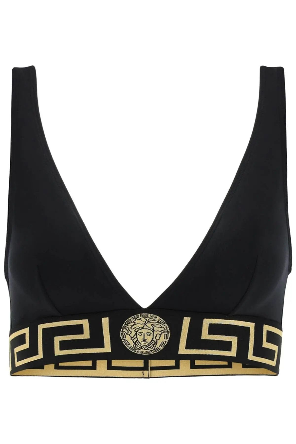 image of Versace O1S22I1N1223 Bikini Top In Black, Women's (Size Small)