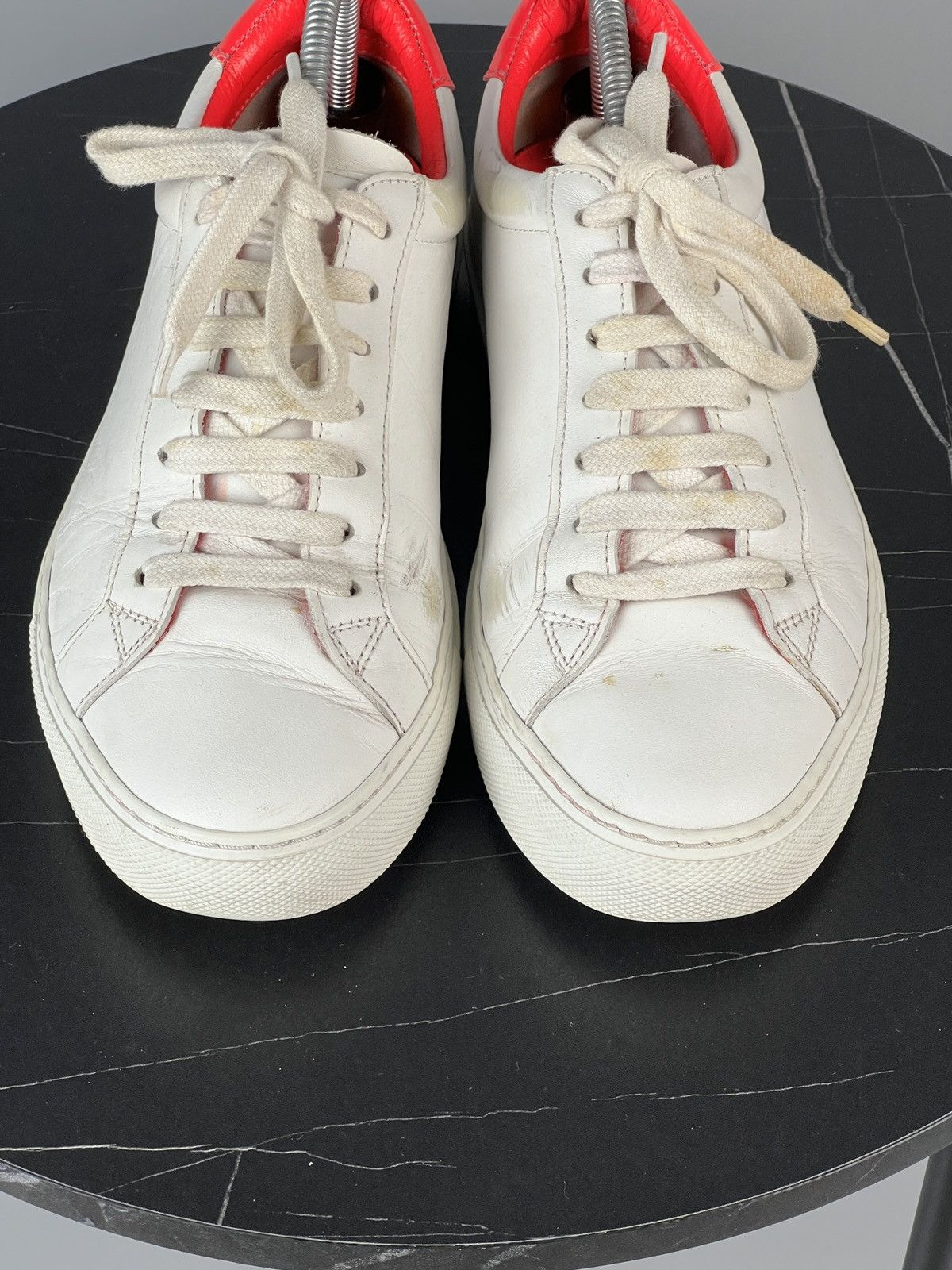 Givenchy Givenchy Paris White Leather Pink Heel Sneakers (Y0492) Size US 7 / IT 37 - 4 Thumbnail