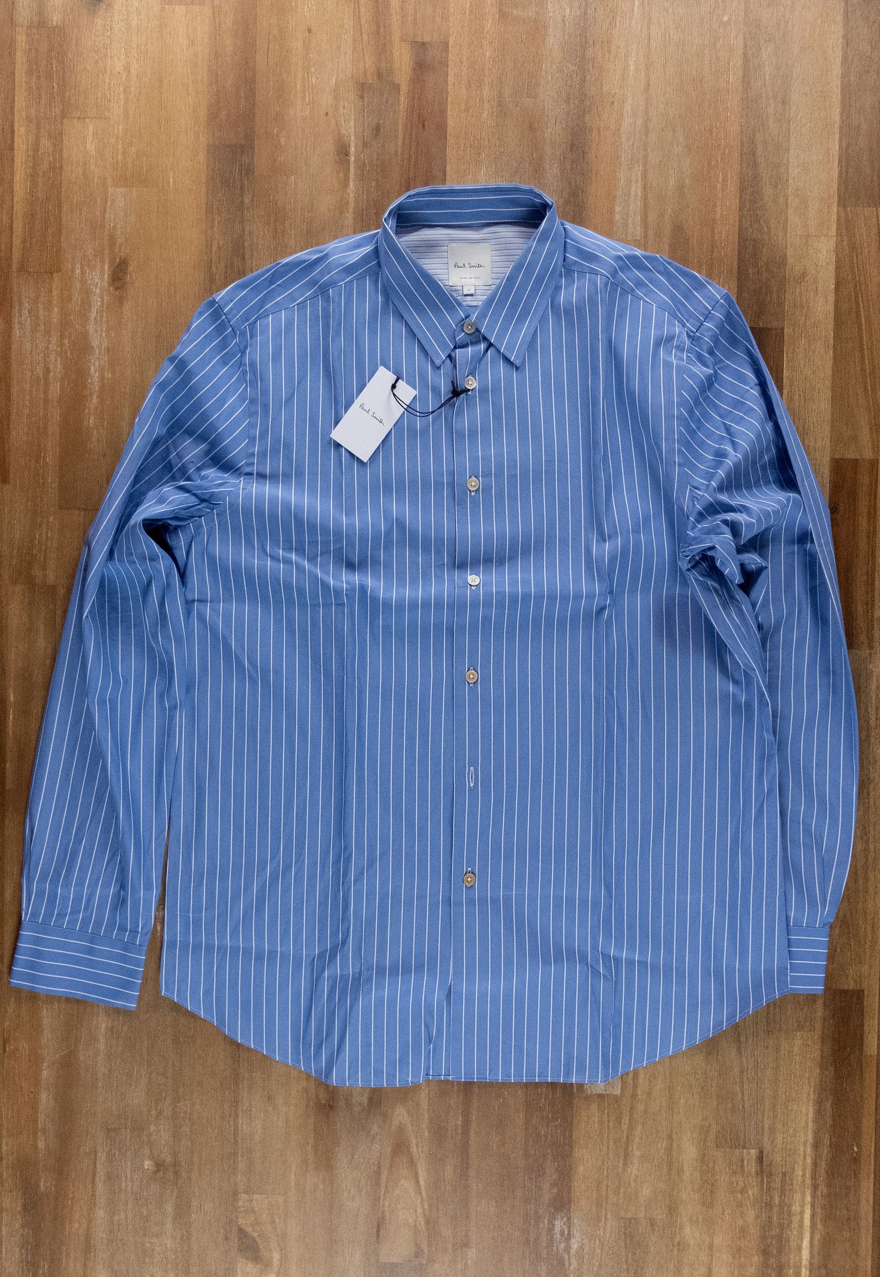Paul Smith PAUL SMITH mainline regular fit blue striped cotton shirt XL Size US XL / EU 56 / 4 - 1 Thumbnail