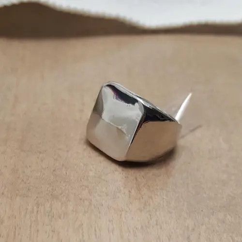 Vintage Silver Biker Style Width Signet Square Ring - 13 RGN-762 Size ONE SIZE - 4 Thumbnail