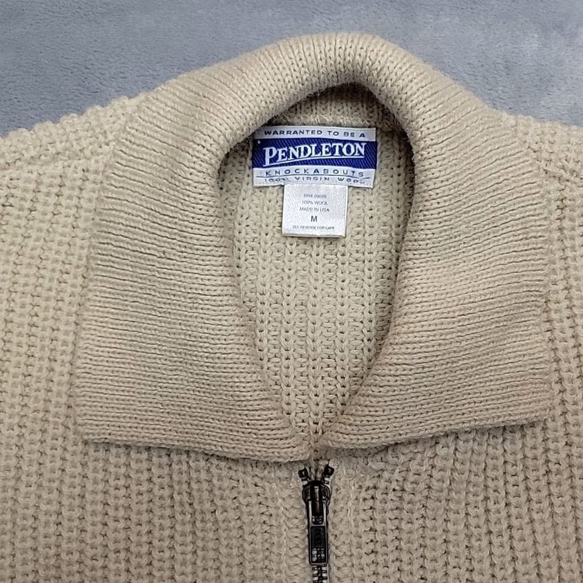 Pendleton VTG Pendleton Sweater Cardigan Men M Cream 100% Virgin Wool Zip Made in USA Wool Neck Collared Knit All Seasons USA Vintage Mens Size US M / EU 48-50 / 2 - 3 Thumbnail