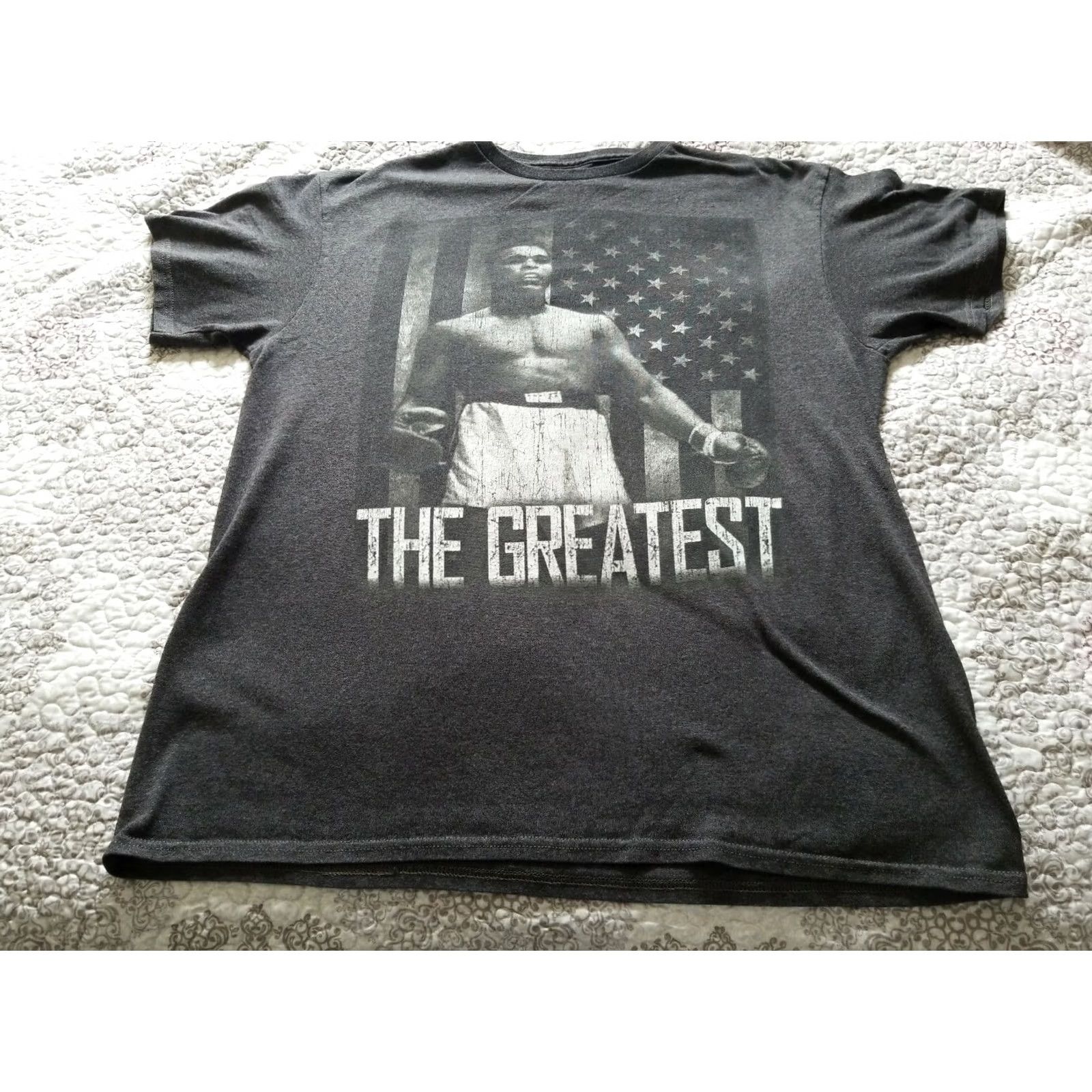 Vintage MUHAMMAD ALI Official Patriotic "The Greatest of All-Time" Gray T-Shirt L SZ Gray Shirt Mens Graphic Tee - Size US L / EU 52-54 / 3 - 3 Thumbnail