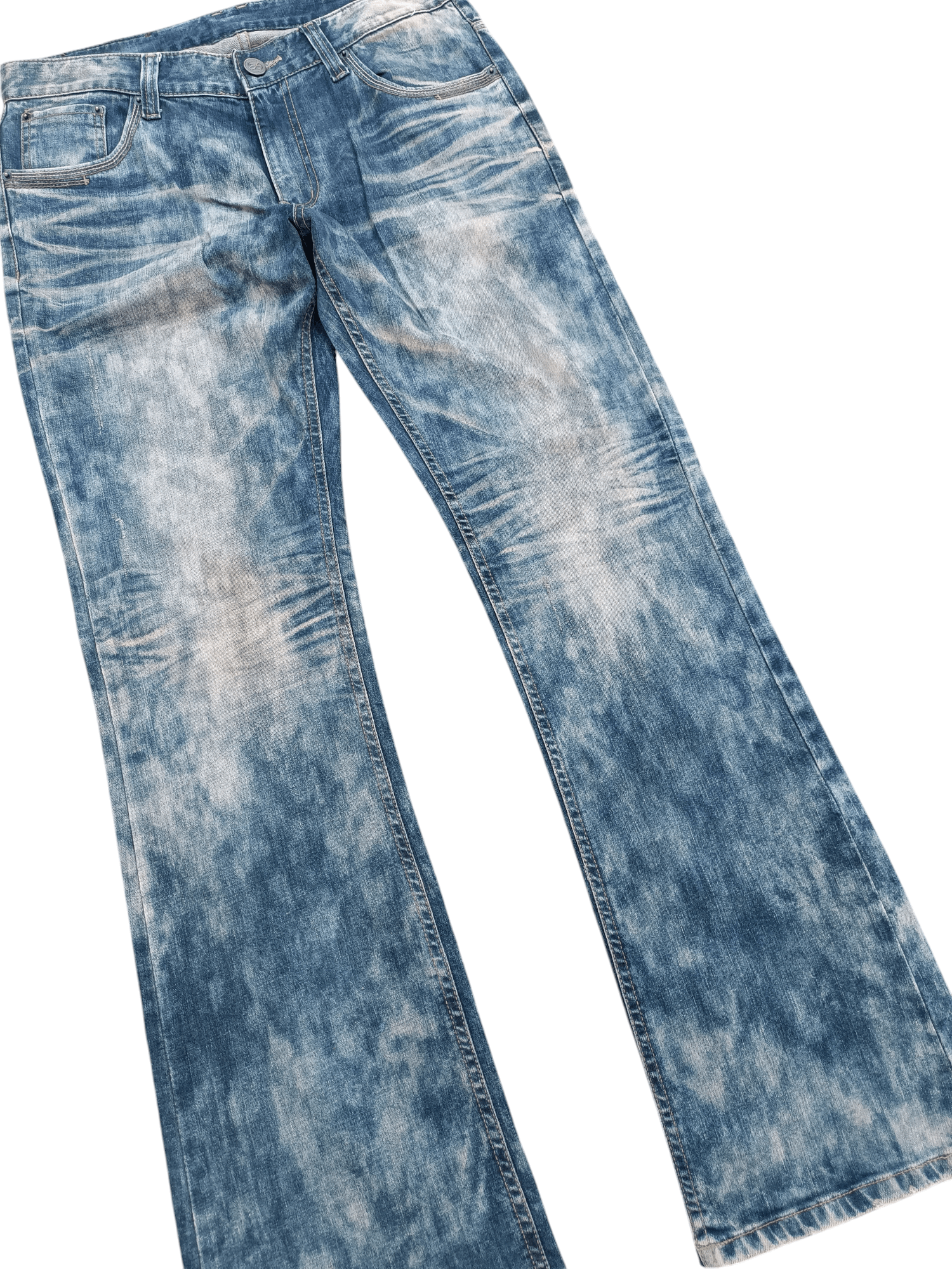 Other RARE 💥 FLARED JAPANESE BRAND TIE-DYE WHISKERS FADED DENIM Size US 33 - 5 Thumbnail