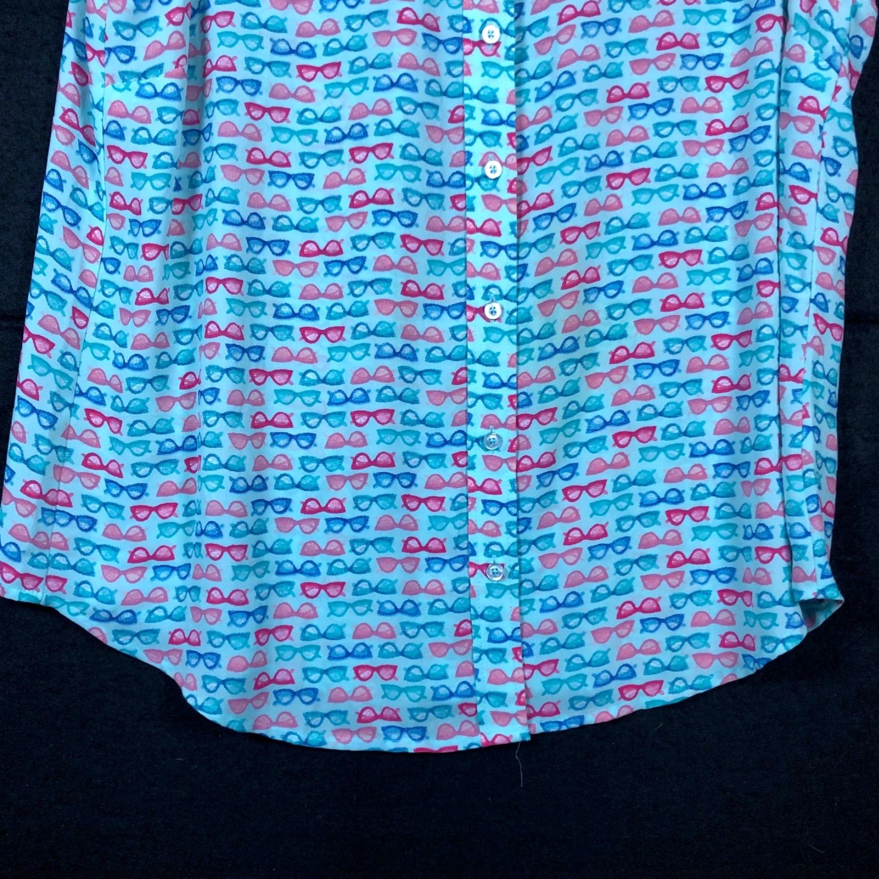 Talbots Talbots Womens Blouse Blue Multi Eye Glasses Pattern Sleeveless Button Down LP Blouse Ladies Medium Short Sleeve? Size L / US 10 / IT 46 - 3 Thumbnail