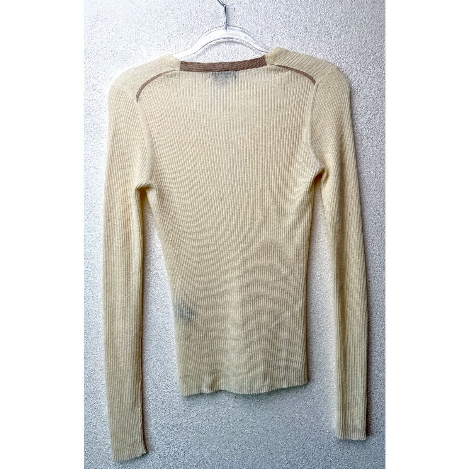 Rag & Bone Rag & Bone Ribbed V Neck Sweater Women US S Cream Size S / US 4 / IT 40 - 5 Thumbnail