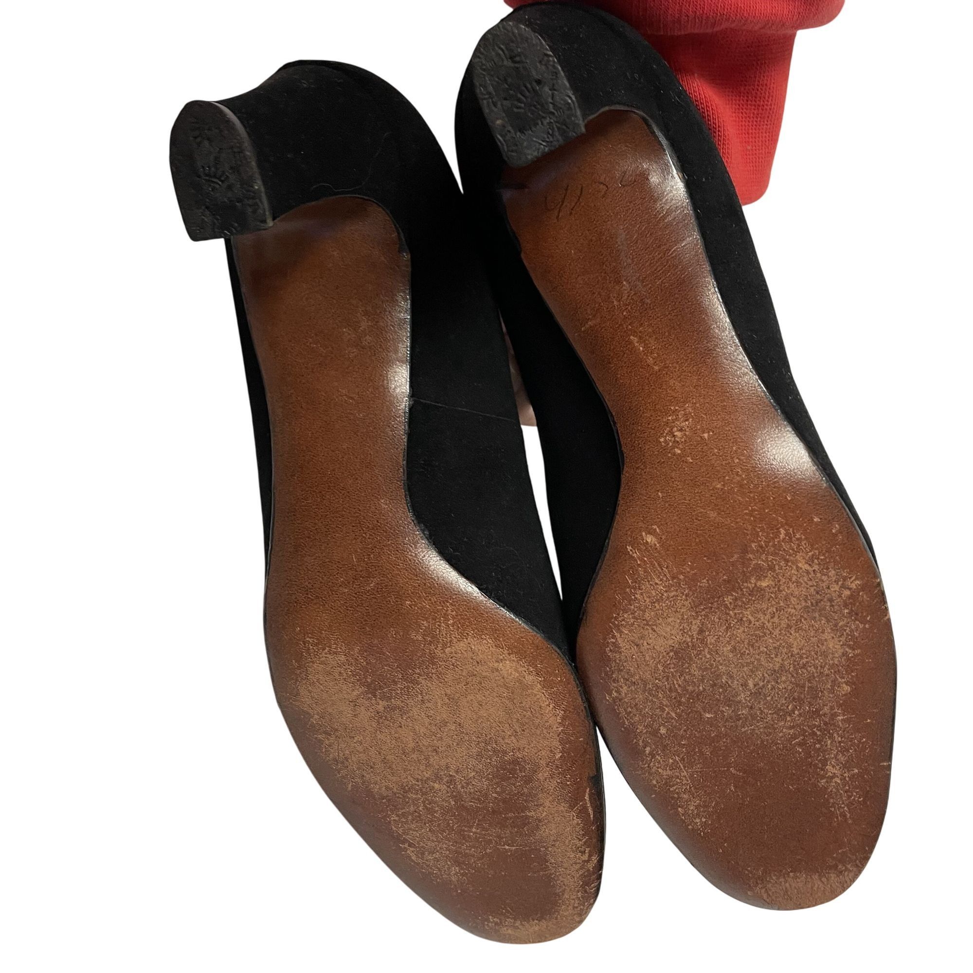 Other Vtg Hill & Dale Suede Leather Pumps Medallion High Heels Size US 5.5 / IT 35.5 - 8 Thumbnail