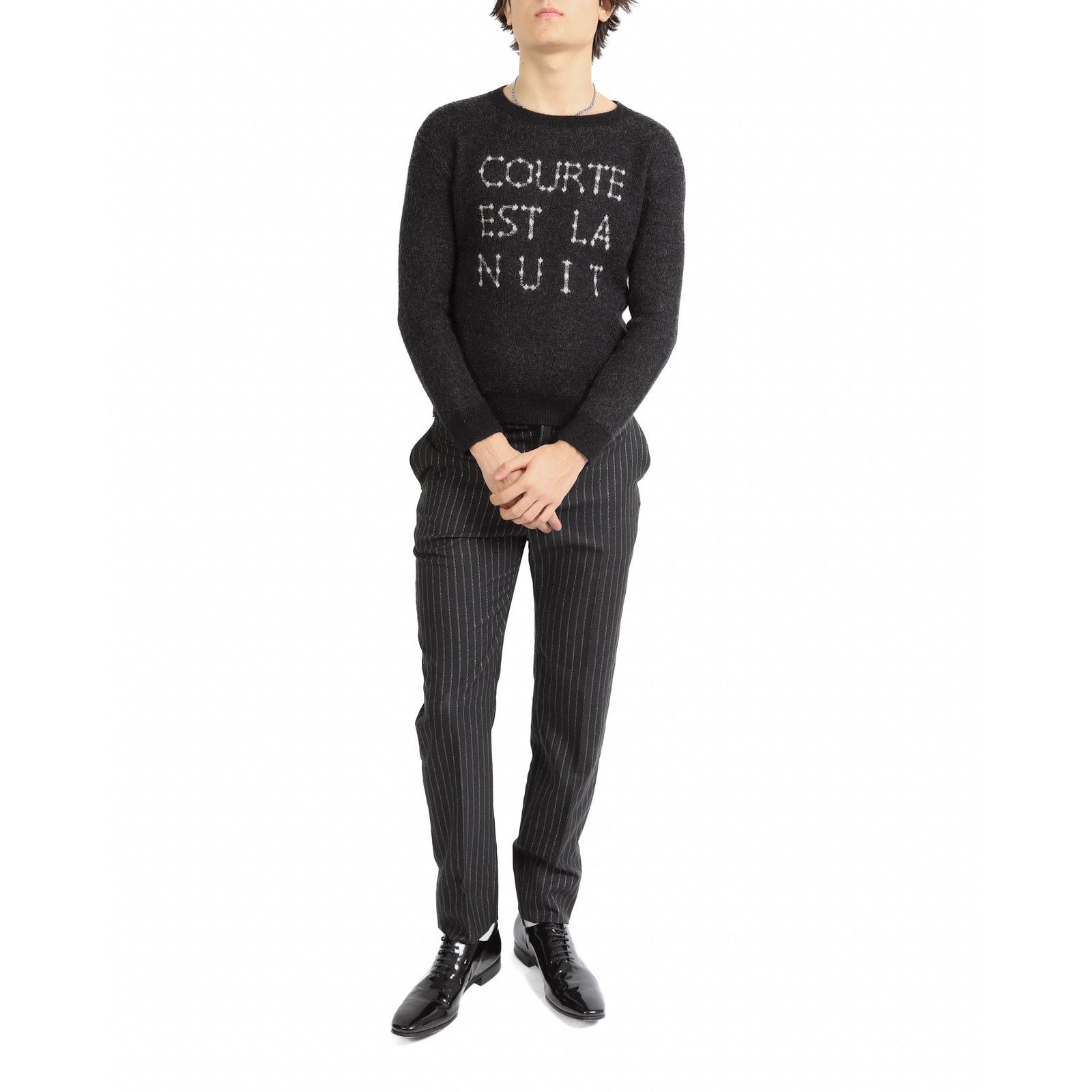 Saint Laurent Paris FW19 ,,Courte Est La Nuit'' Intarsia Knit in Wool Size US S / EU 44-46 / 1 - 12 Thumbnail
