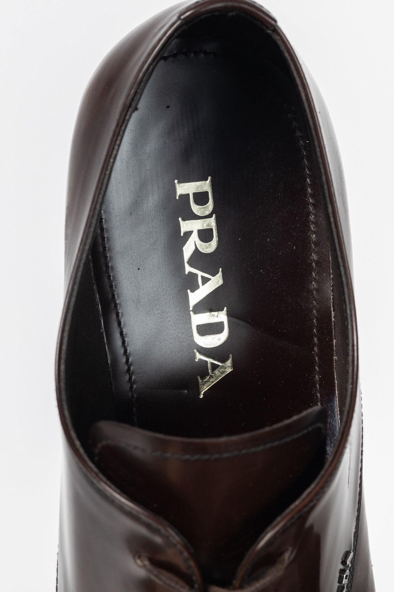 Prada Prada Brown Spazzolato Leather Lace-Up Derbies Size US 9 / EU 42 - 10 Thumbnail