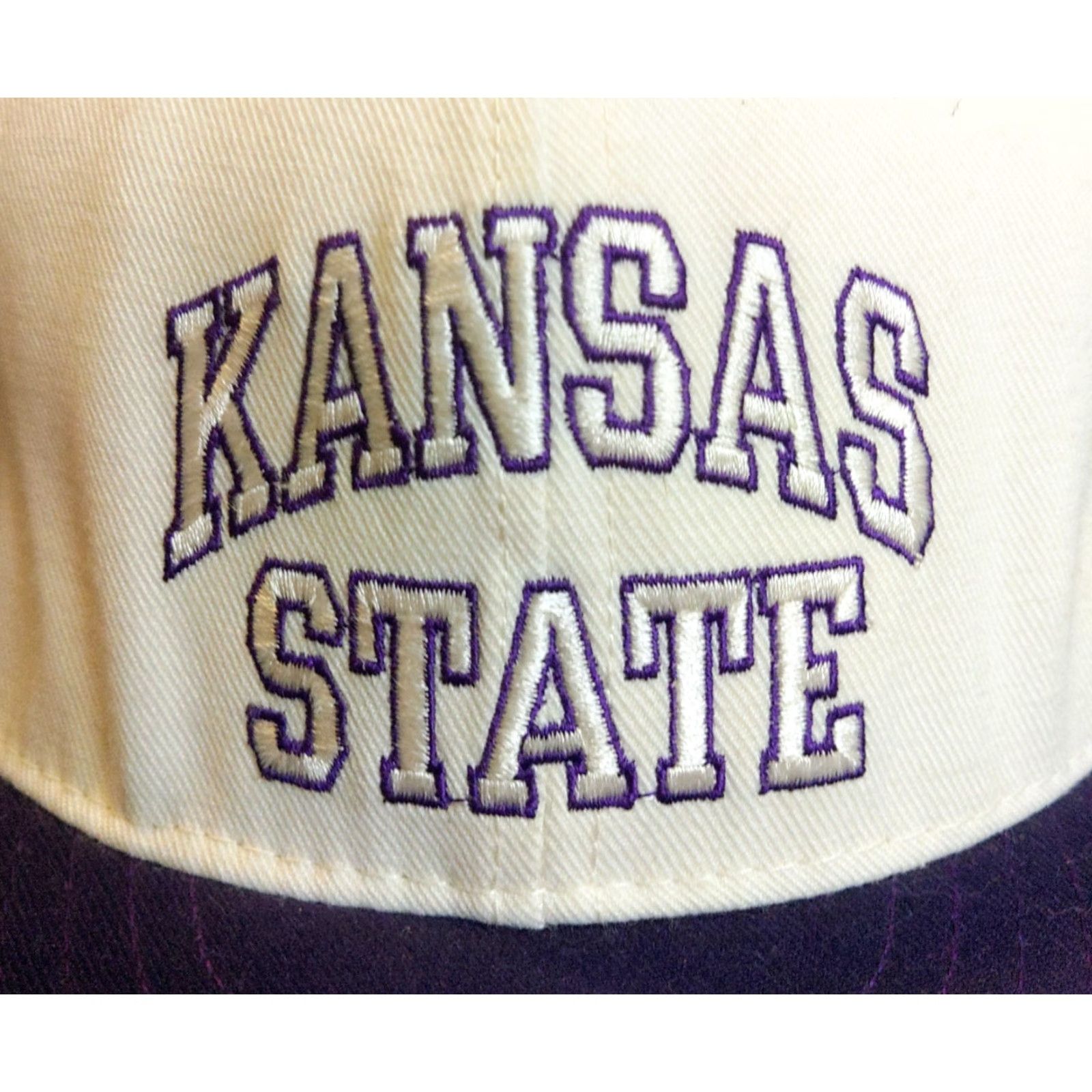 Vintage VINTAGE Kansas State Wildcats Baseball Cap USA Made Pro Line Adult Size 7 3/8 White Cotton Canvas Hat Mens Size ONE SIZE - 3 Thumbnail