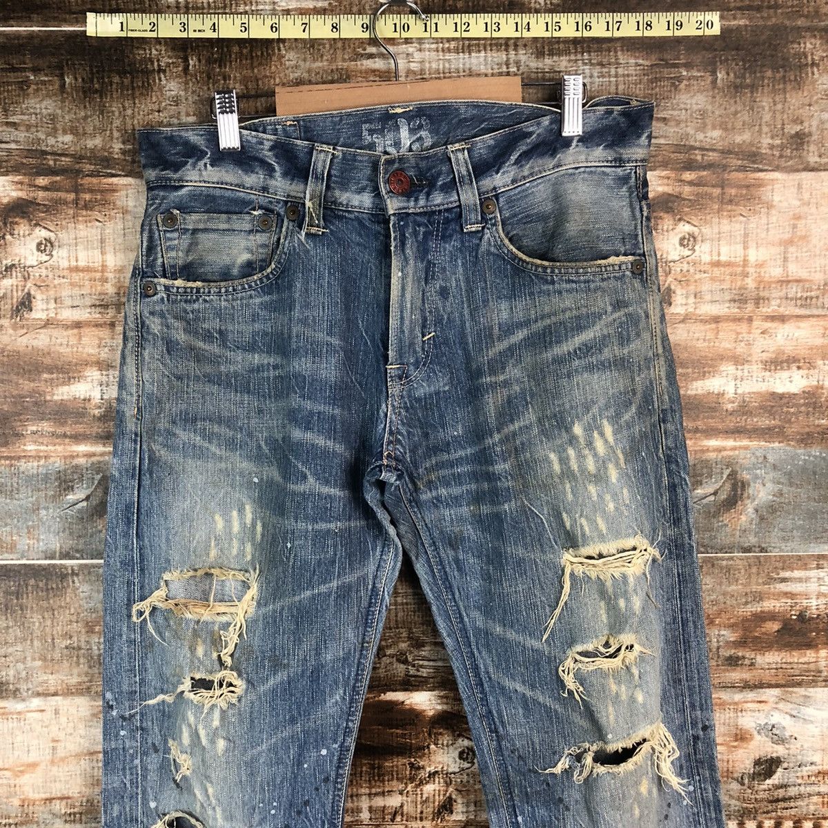Edwin DLL Edwin Blue Stripe Distressed Denim Pants #C006 Size US 31 - 4 Thumbnail