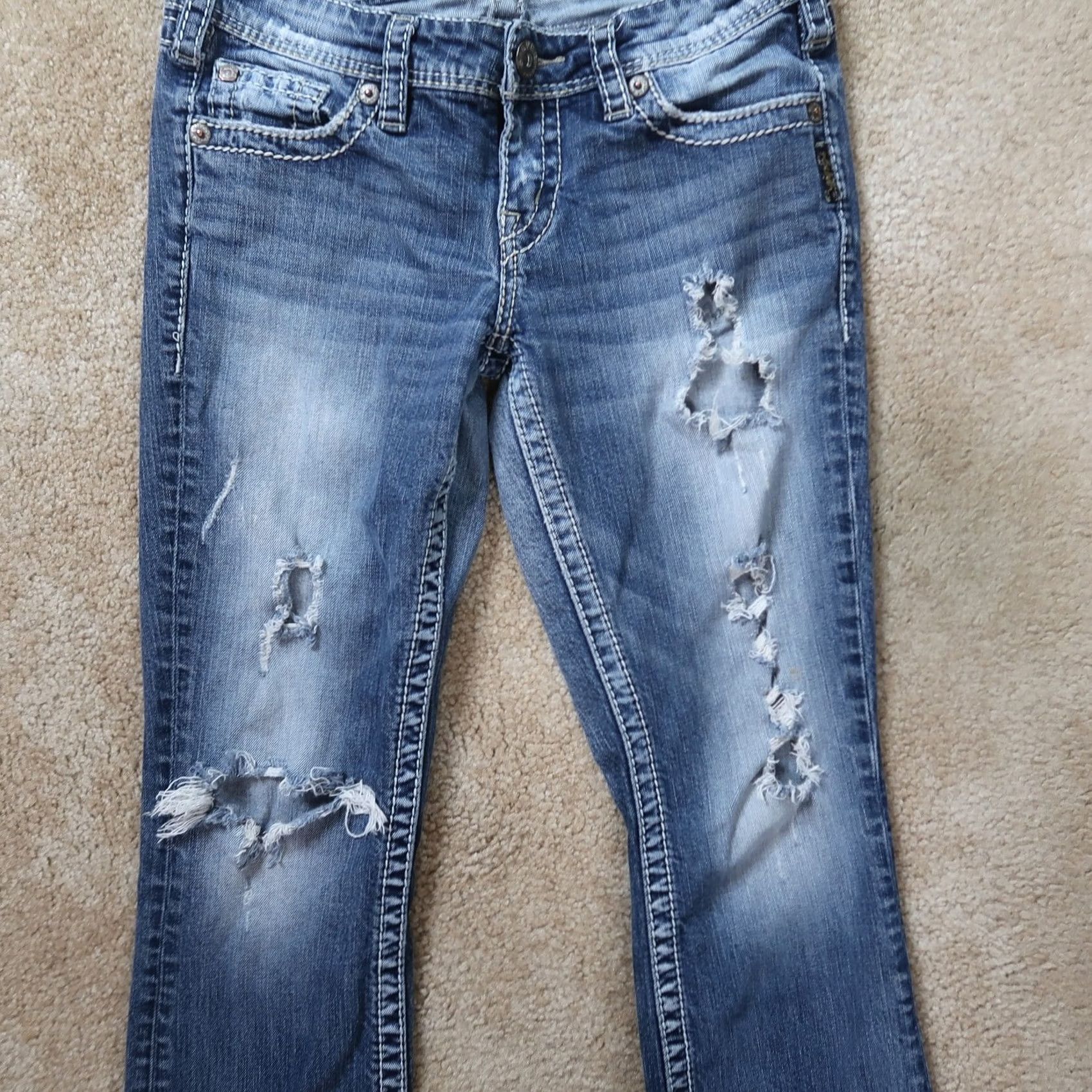 Silver Jeans Co. Silver Jeans Berkley Bootcut Jeans Women's 27x31 Blue Stretch Denim Low Rise Slim 5-Pocket Design Size 27" / US 4 / IT 40 - 2 Thumbnail
