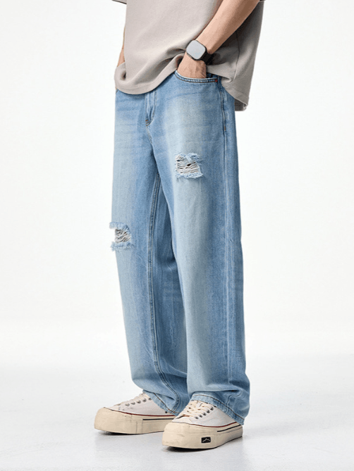 Japanese Brand × Jean American street men's versatile loose washed ripped jeans Size US 32 / EU 48 - 2 Thumbnail