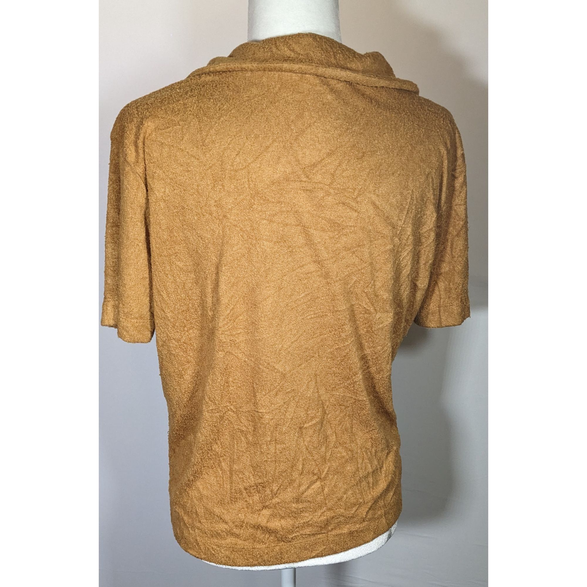 Other Double Zero Plush Brown Collared V-Neck Shirt Size L / US 10 / IT 46 - 5 Thumbnail
