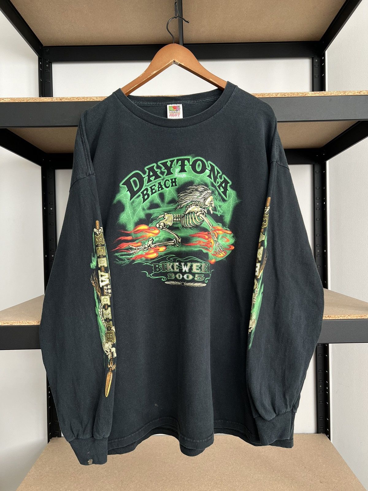 Vintage Vintage 2005 Bike Week Daytona Beach Skeleton Flame Fire Size US XXL / EU 58 / 5 - 3 Thumbnail