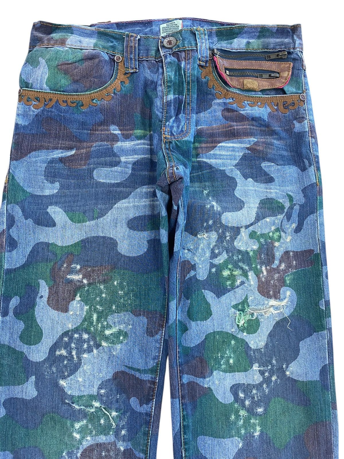 Japanese Brand Crazy Leopard Blue Camouflage Pattern Straight Cut Jeans Size US 32 / EU 48 - 2 Thumbnail