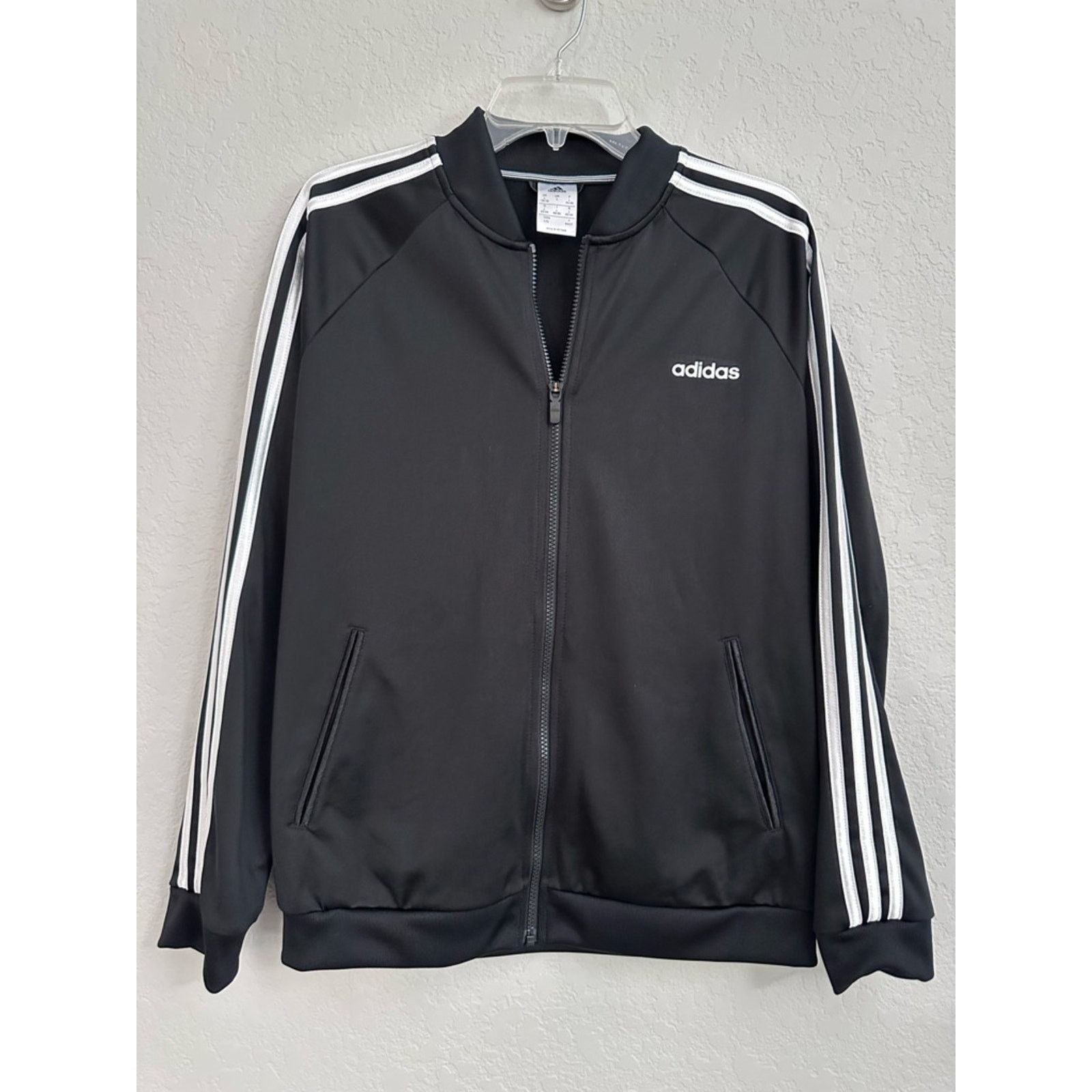 Adidas Adidas Track Jacket Black 3-Stripes Full Zip Womens Large Size L / US 10 / IT 46 - 1 Thumbnail