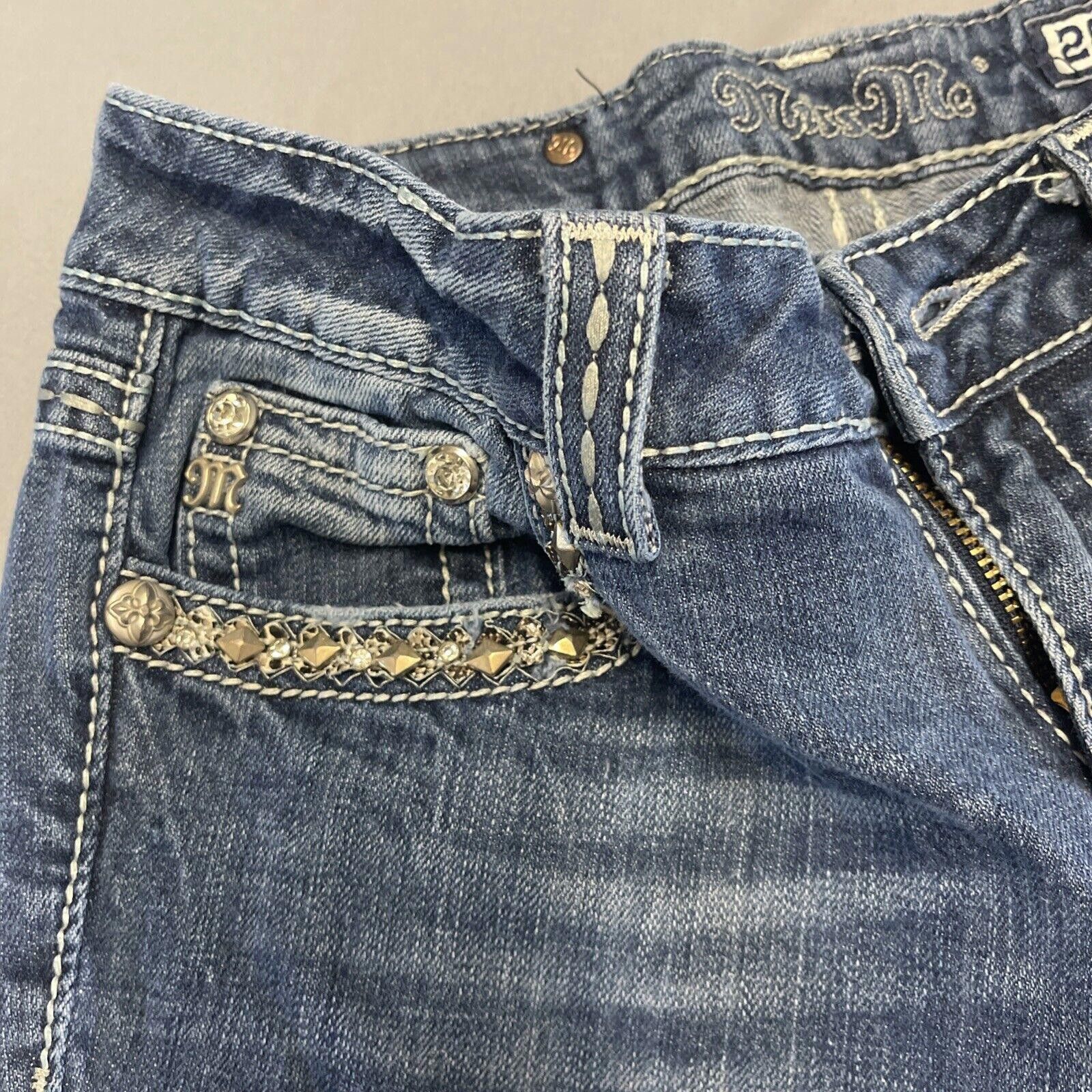 Designer MISS ME JW7132B Boot Rhinestone Bootcut Denim Jeans SIZE 28 Size 28" / US 6 / IT 42 - 7 Thumbnail