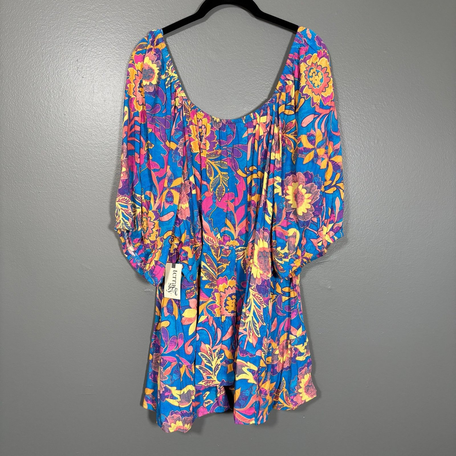 Other Terra & Sky NWT Blue Floral Boho Peasant Top - Size 4X Size 4XL / US 24-26 - 7 Thumbnail