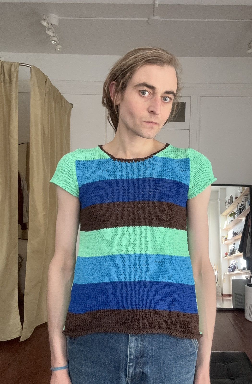 Pleats Please Issey Miyake Pleats Pleats Striped Crotchet Knit Short Sleeve Top Size M / US 6-8 / IT 42-44 - 22 Thumbnail