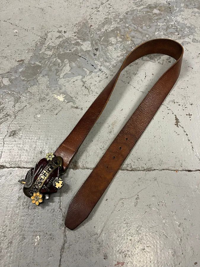 Moschino 2000s Moschino Love Heart Brown Leather Belt Size ONE SIZE - 3 Thumbnail
