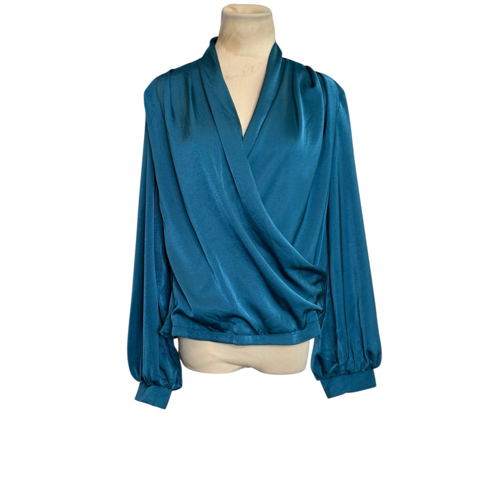 Shein Shein teal crossed front draped blouse size 6 Size M / US 6-8 / IT 42-44 - 10 Thumbnail