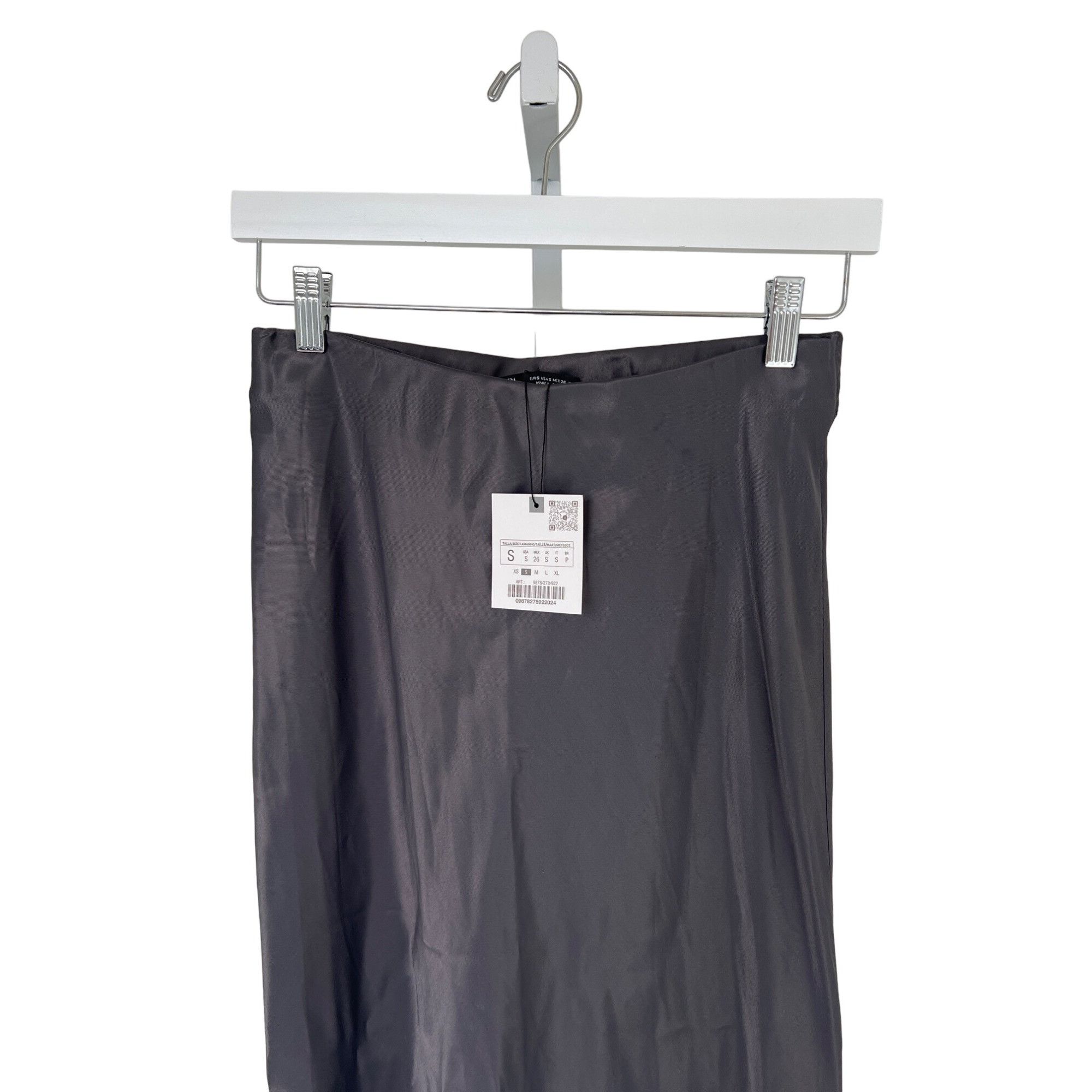Zara Zara Space Grey Silky Midi Skirt Size 27" / US 4 / IT 40 - 8 Thumbnail