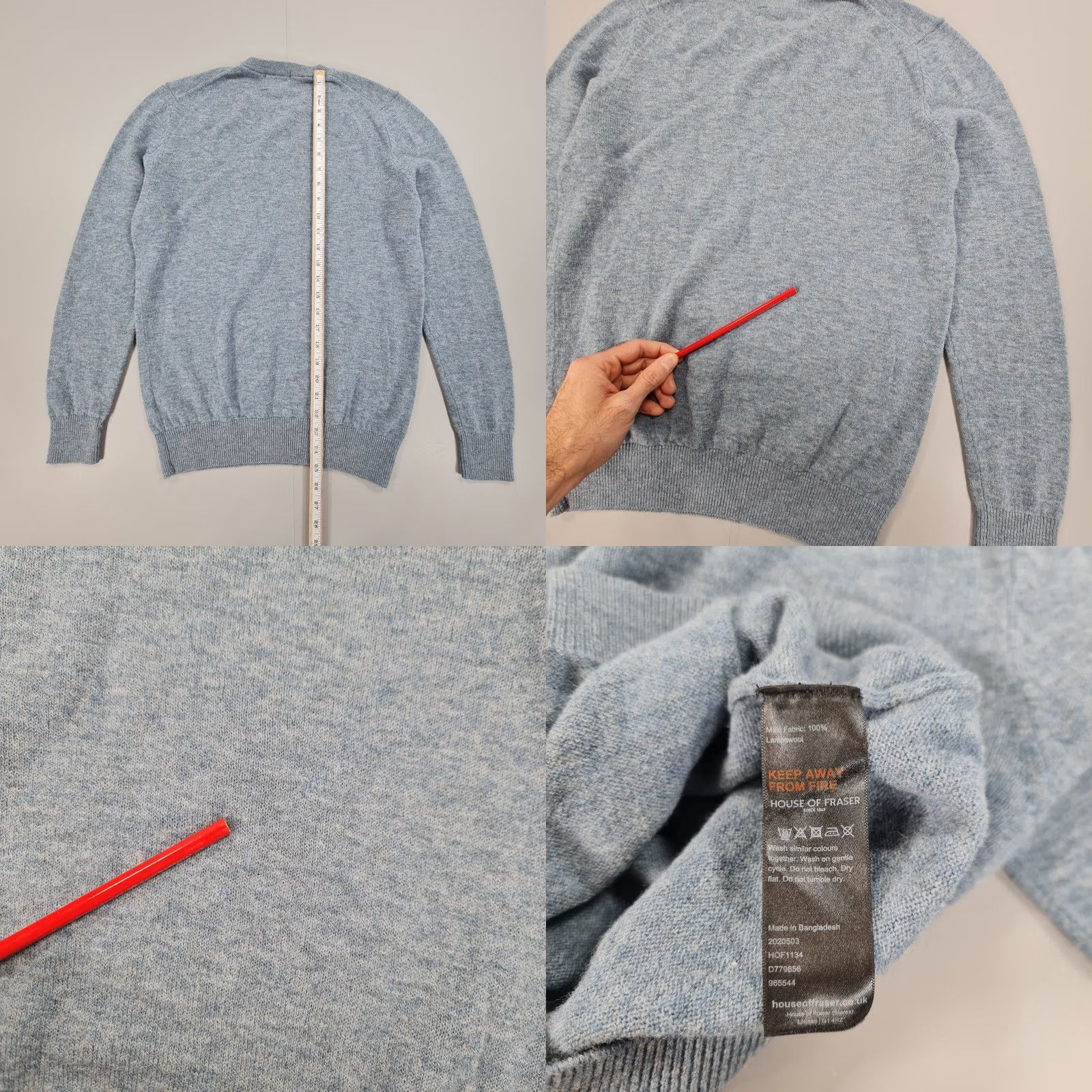 Vintage Howick Mens Jumper Blue Small Arlington Lambs Wool Soft Knit Sweater Pullover Size US S / EU 44-46 / 1 - 8 Thumbnail