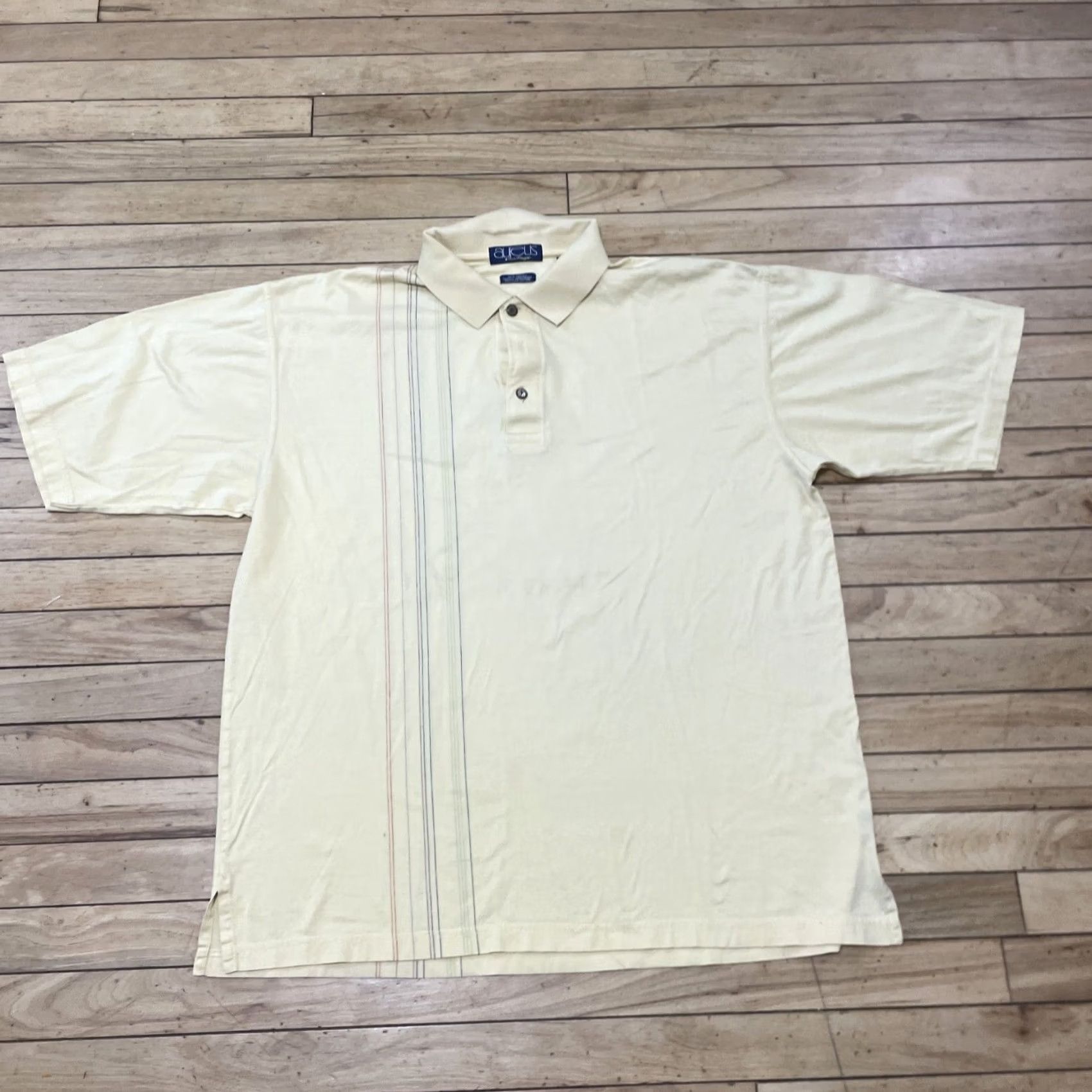 Vintage Aureus Polo shirt Yellow XL Vintage Retro Y2k Striped Center Embroidered Golf Shirt Mens XL Size US XL / EU 56 / 4 - 2 Thumbnail