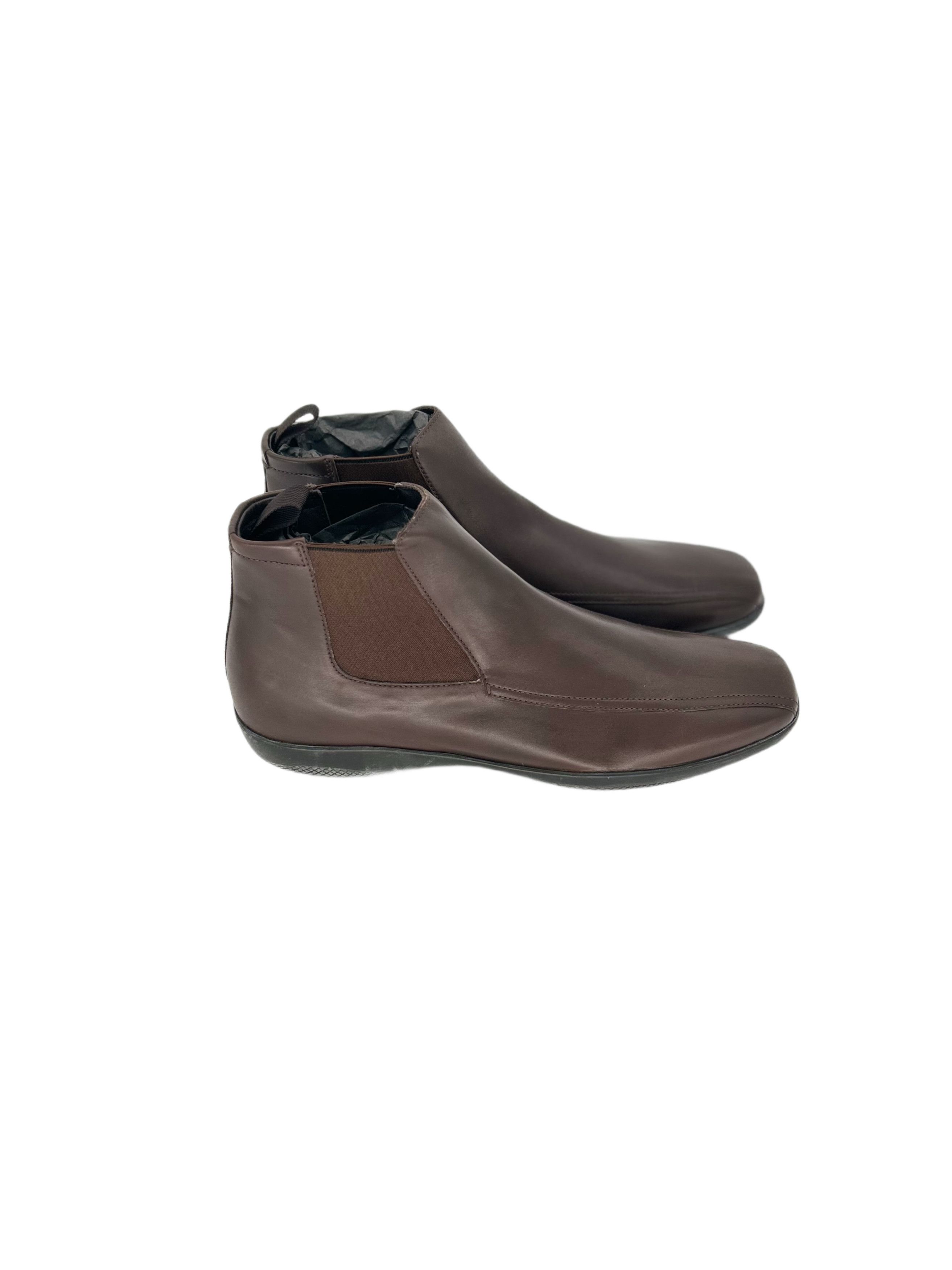 Prada Prada Linea Rossa Brown Leather Chelsea Boot Size US 6 / EU 39 - 2 Thumbnail