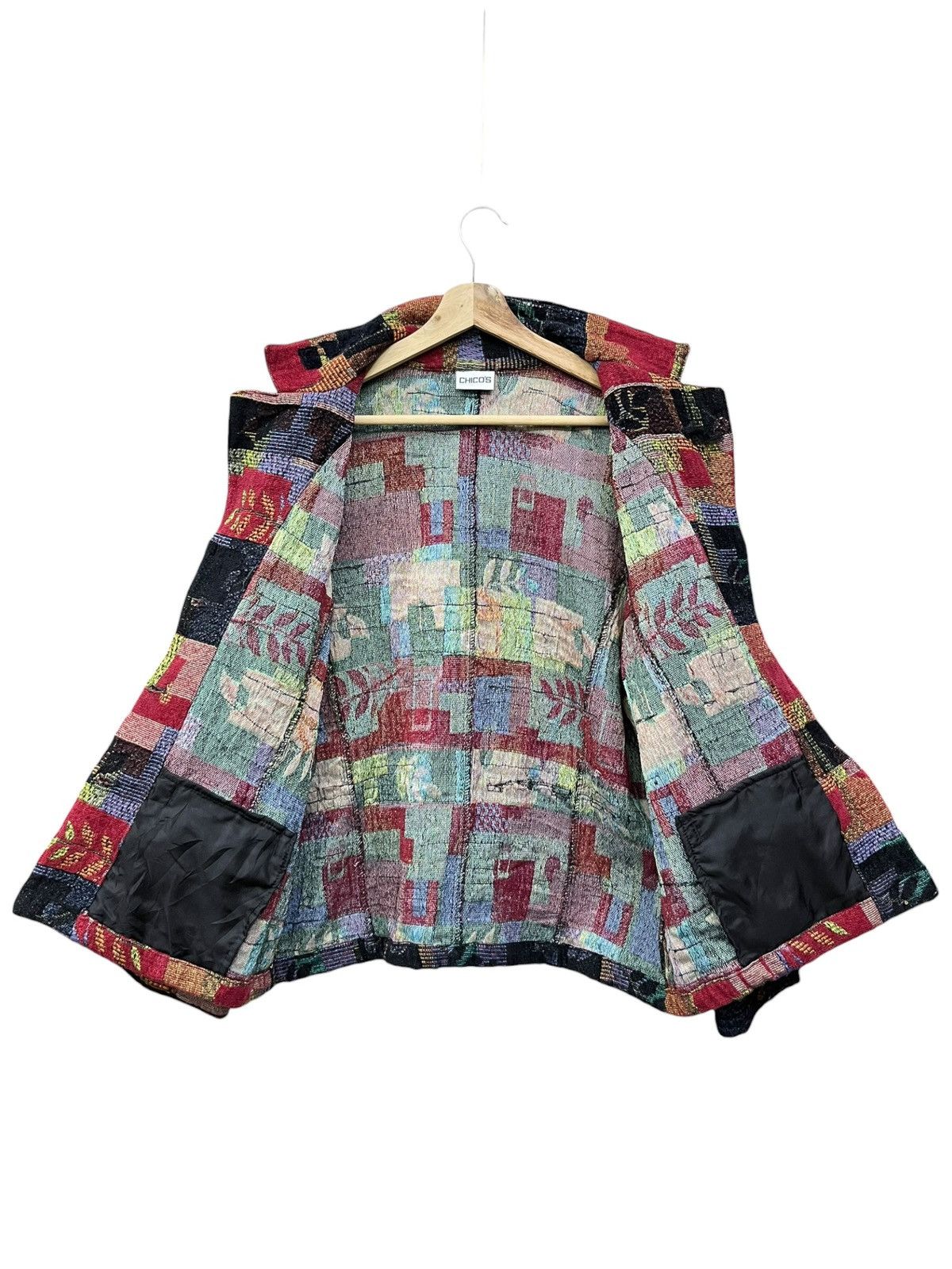Chicos Vtg Tapestry Patchwork Art Blazer Grunge Avant Garde Jacket Size M / US 6-8 / IT 42-44 - 8 Thumbnail