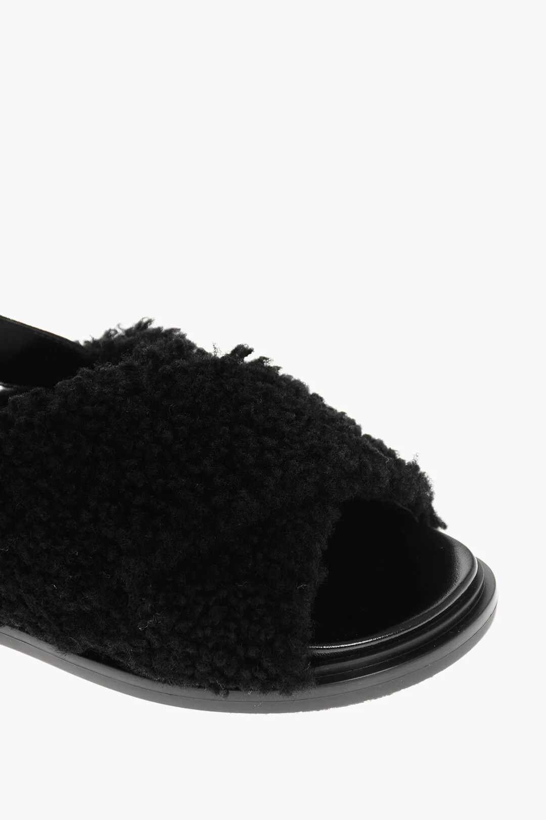 Marni og1mm0326 Shearling Slingback Sandals in Black Size US 7 / IT 37 - 4 Thumbnail