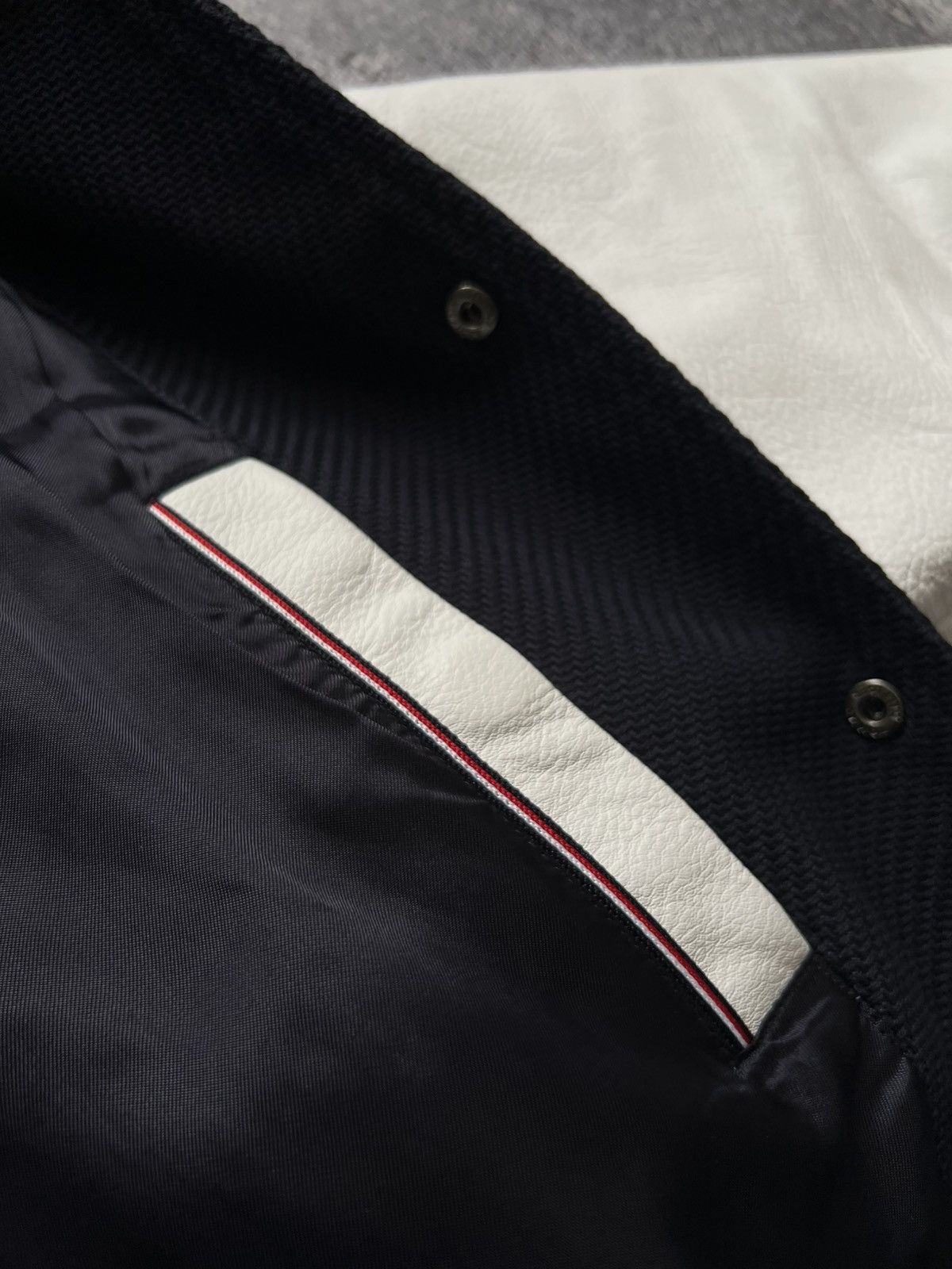 Tommy Hilfiger × Tommy Jeans × Vintage Vintage Tommy (Hilfiger) Varsity Jacket Leather Sleeves Size US L / EU 52-54 / 3 - 10 Thumbnail