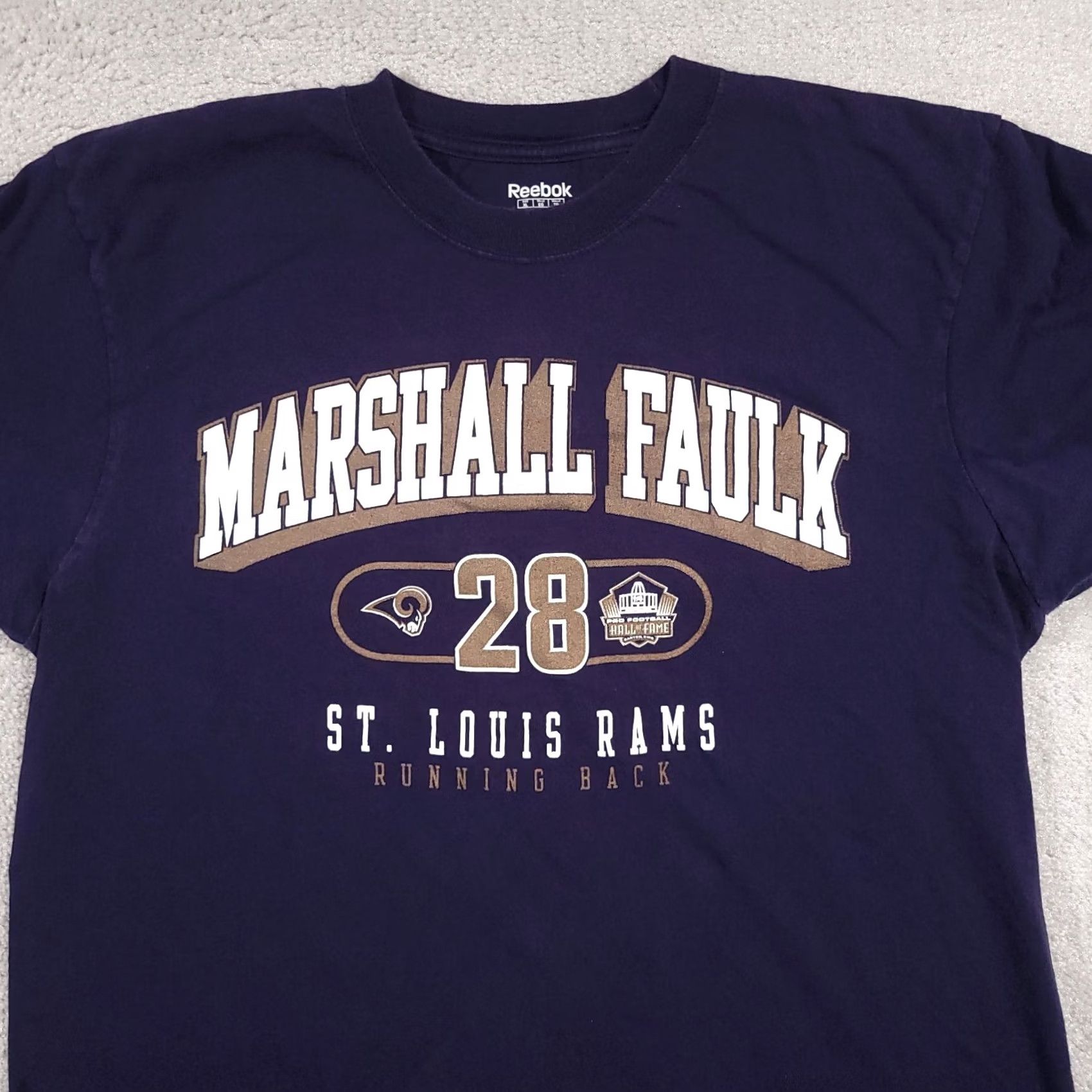 Reebok Reebok NFL Marshall Faulk Hall of Fame Tee Shirt Navy Mens XL #28 STL Rams Size US XL / EU 56 / 4 - 3 Thumbnail