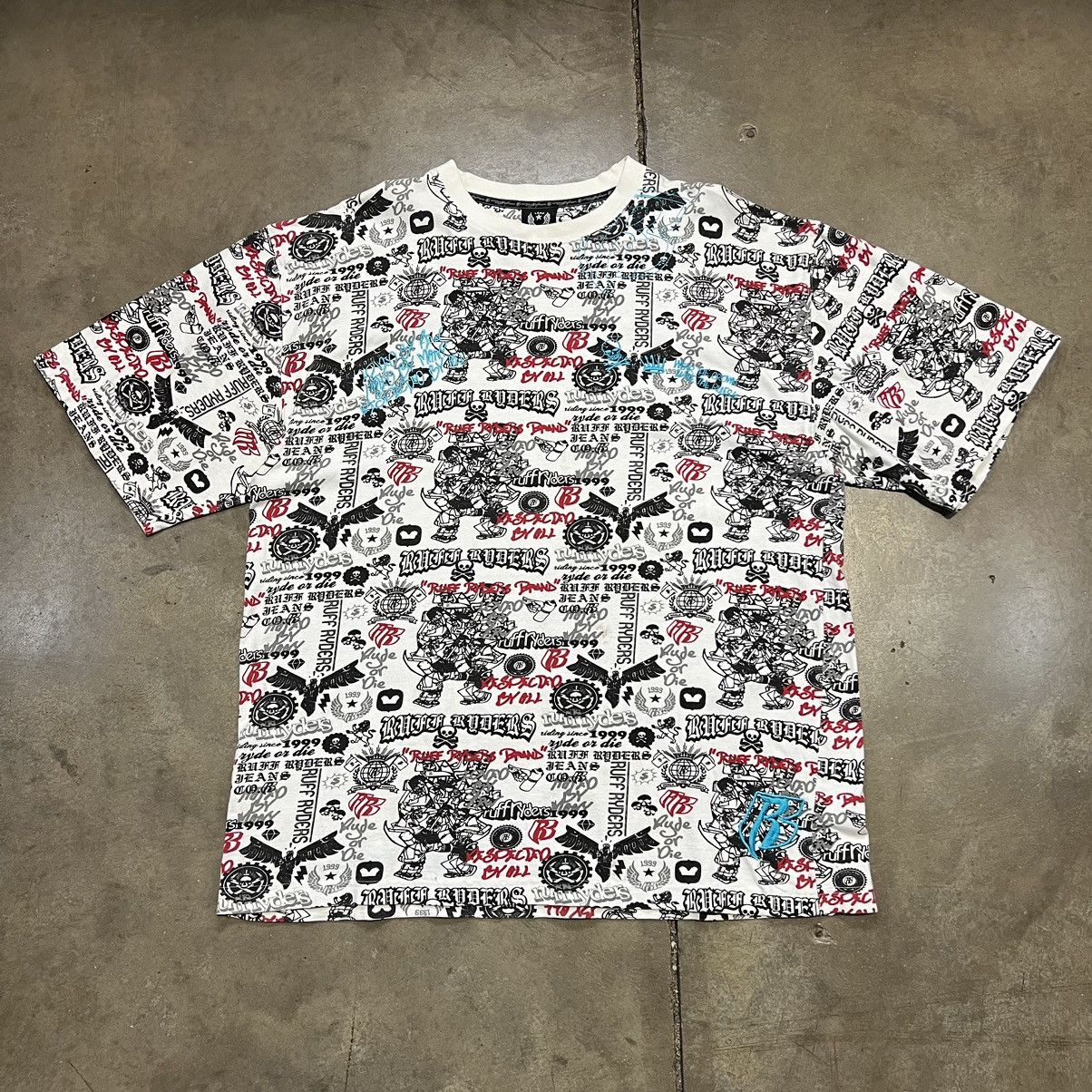 Rap Tees × Ruff Ryders × Vintage Vintage Ruff Ryders DMX Graphic Tee Y2K Skater Cyber AOP Size US XL / EU 56 / 4 - 1 Thumbnail