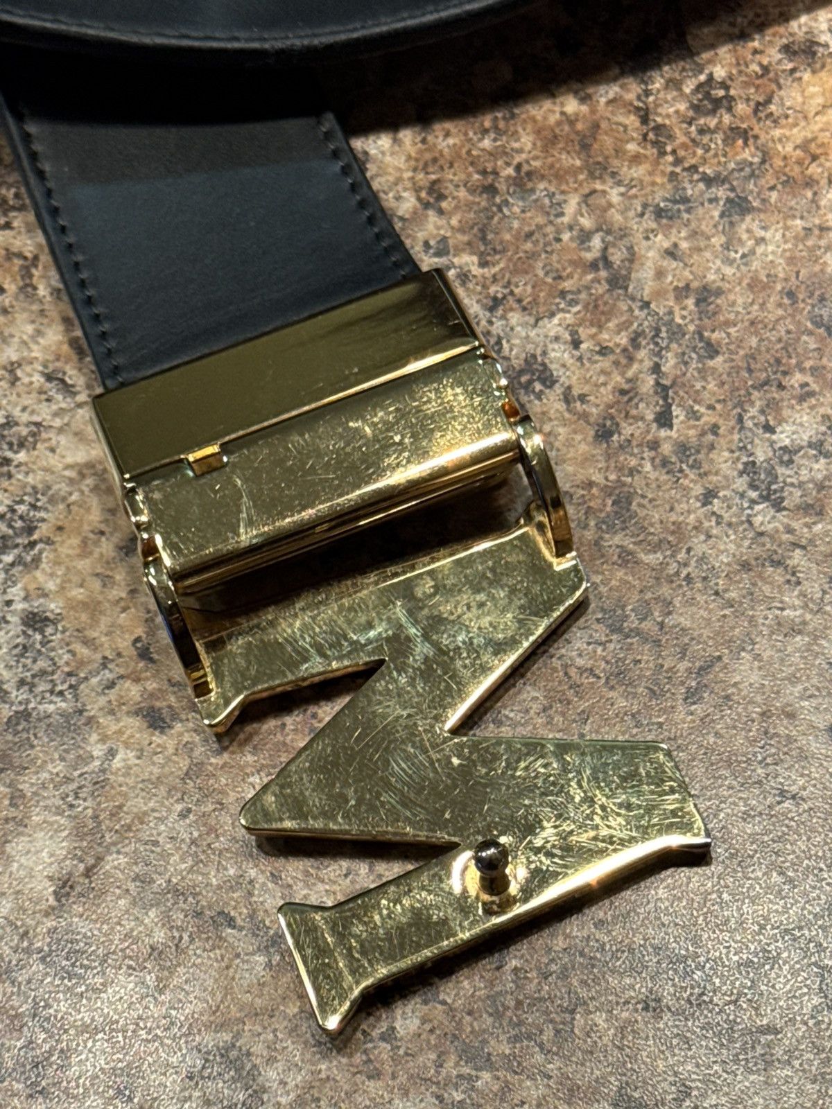 MCM MCM Visetos Monogram Belt w/ Gold M Buckle Size 38 - 11 Thumbnail