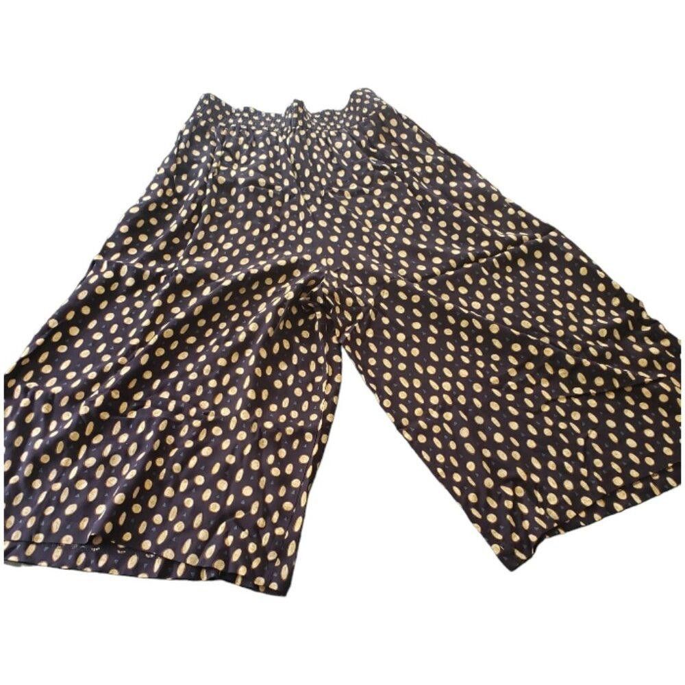 Designer CT354 Ladies Flared Rayon Elastic Waist Black & Tan Pant 14 Size 36" / US 14 / IT 50 - 6 Thumbnail