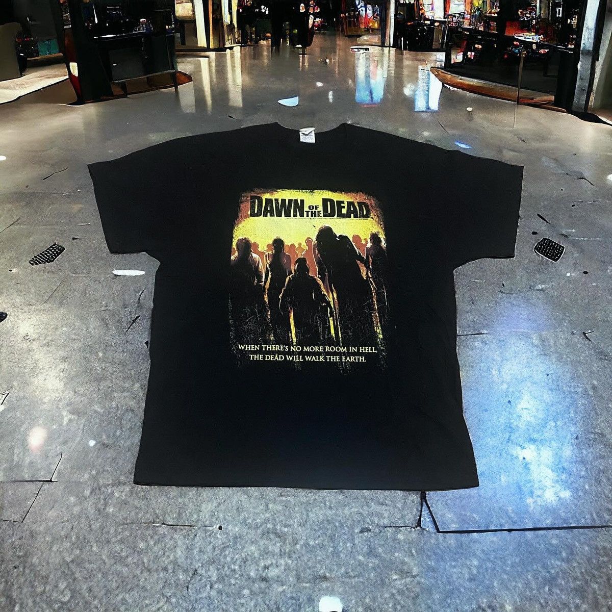 image of Dawn Of The Dead Horror Movie Promo Shirt in Black, Men's (Size XL)