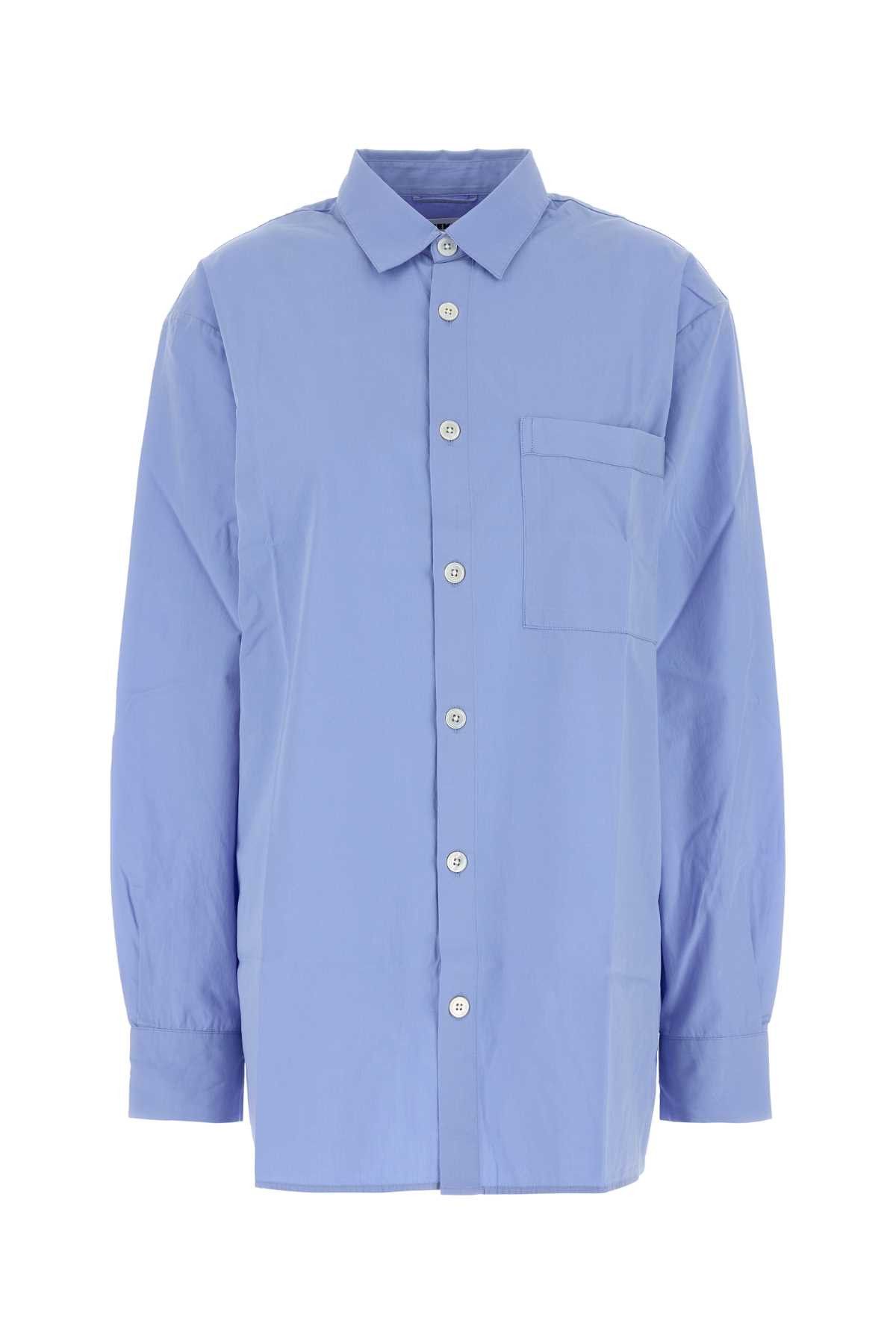 Tekla Cerulean Blue Poplin Oversize Pyjama Shirt Size L / US 10 / IT 46 - 1 Thumbnail
