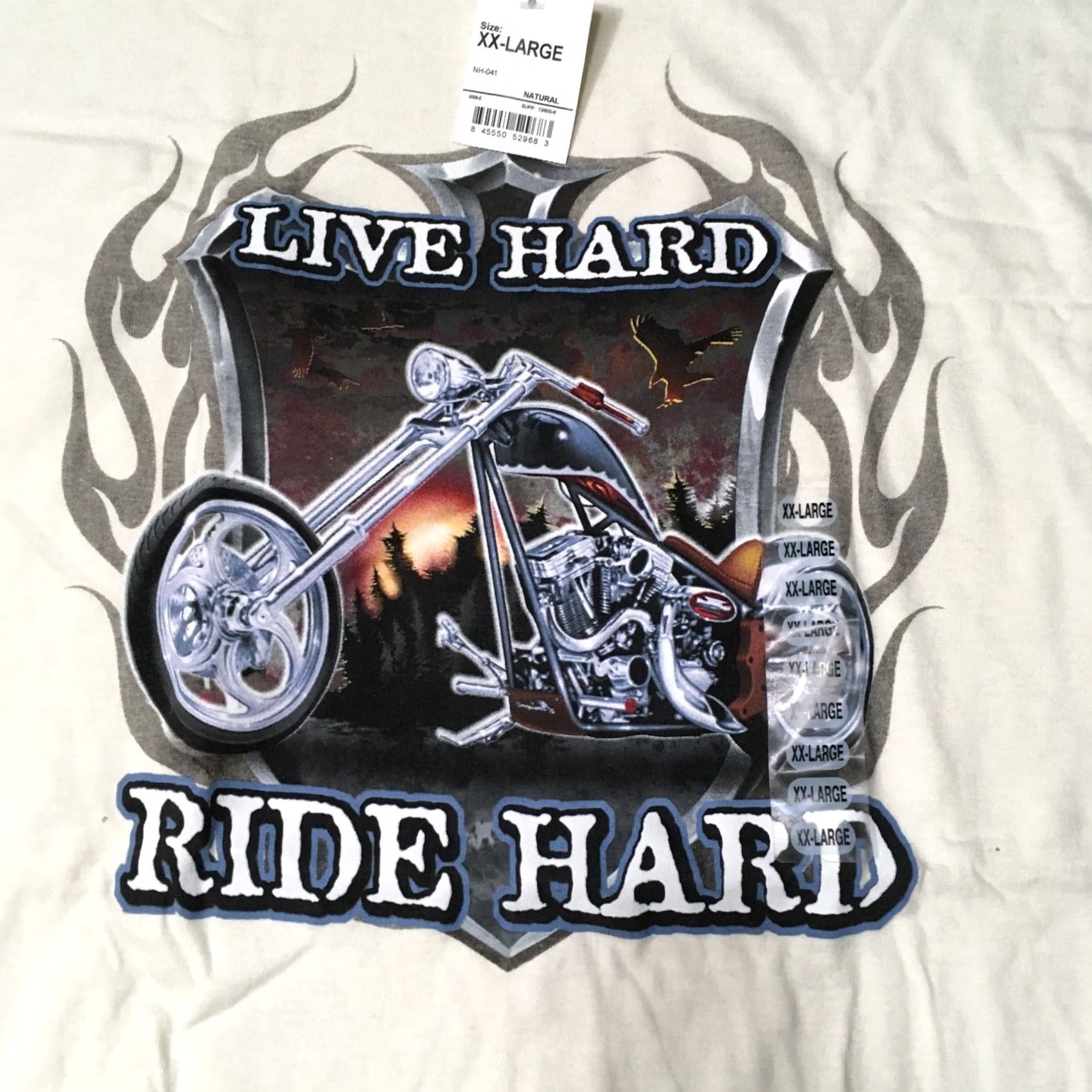 Vintage National Heritage Live Hard Ride Hard Graphic T Shirt XXL White Tee new w/ tags Size US XXL / EU 58 / 5 - 3 Thumbnail