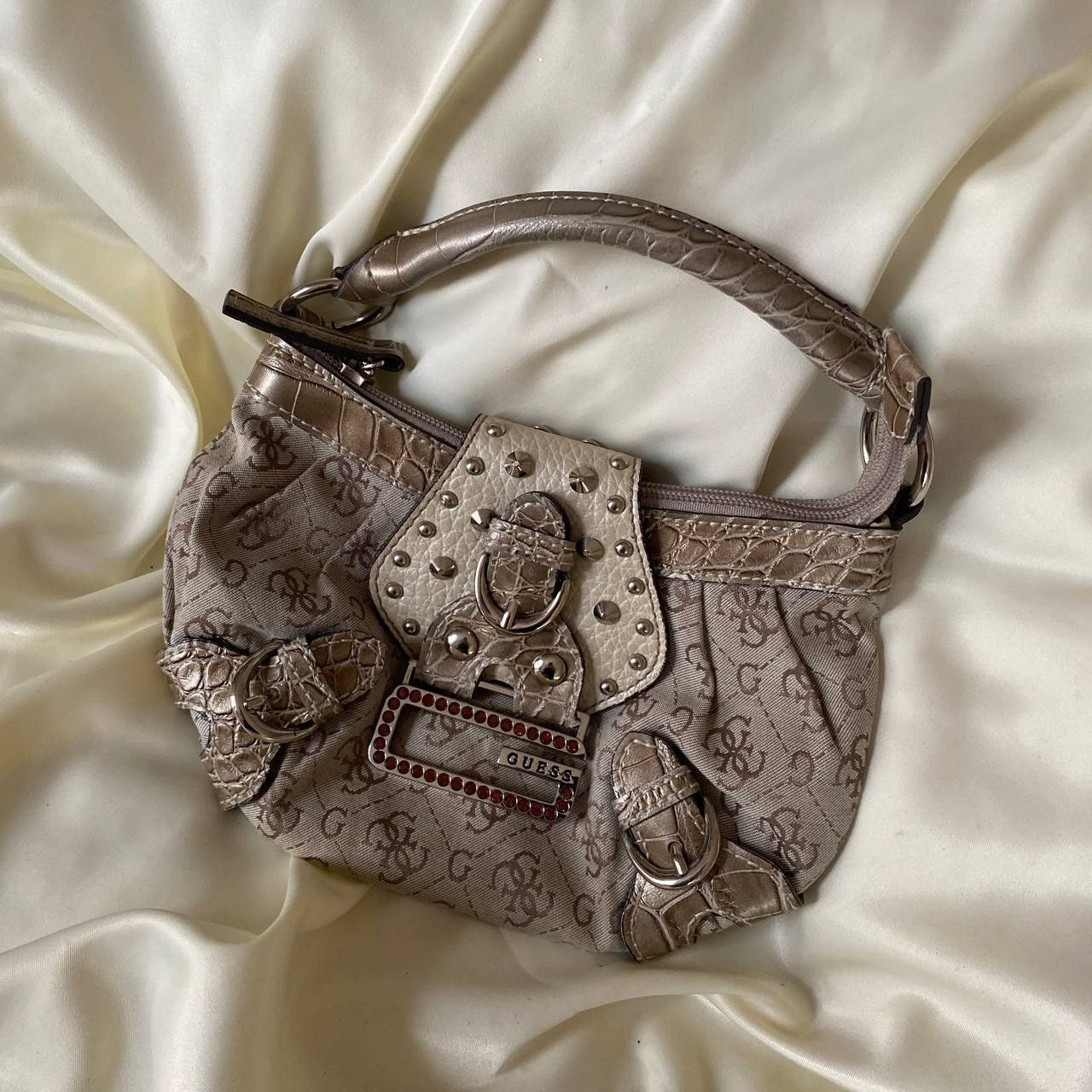 Vintage Silver Guess Mini Shoulder Bag, Women's