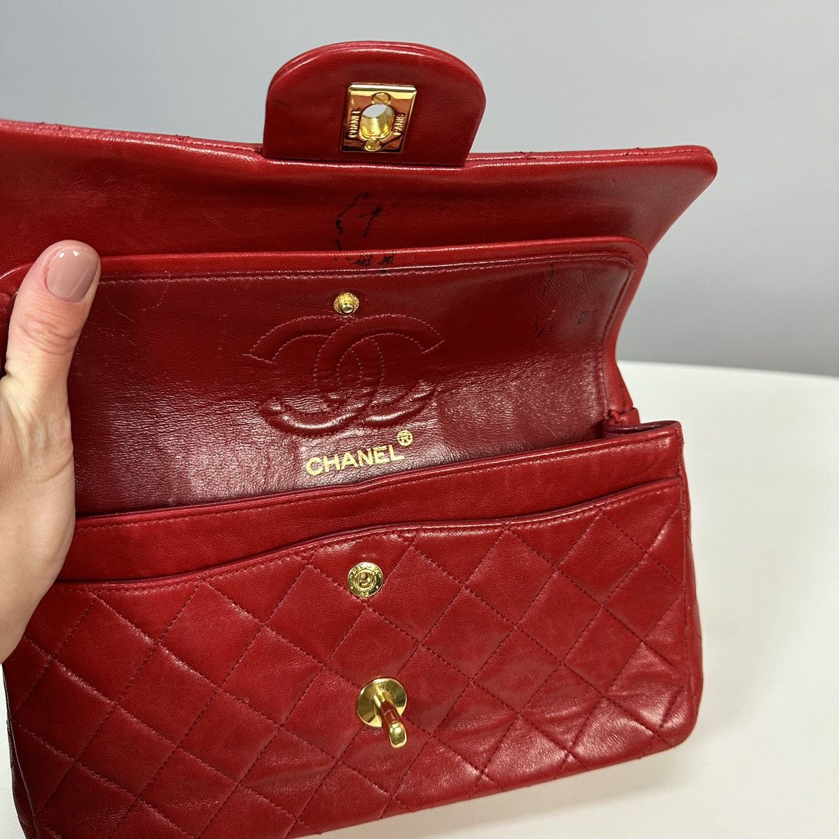Chanel CHANEL Quilted flap Chain Shoulder Bag Leather Red Vintage Size ONE SIZE - 18 Thumbnail