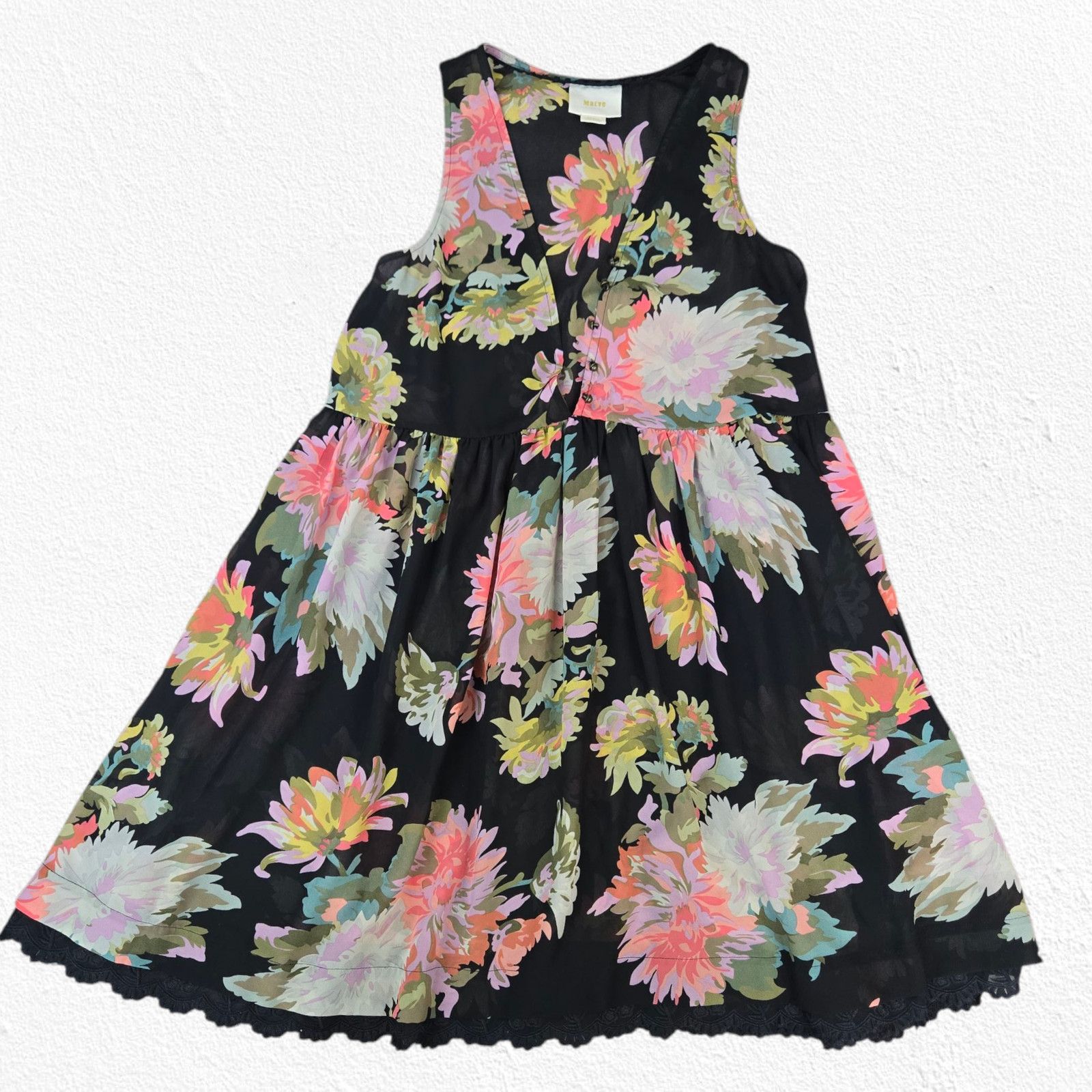 Anthropologie Anthropologie Black Floral Fit & Flare Dress Size Small Size S / US 4 / IT 40 - 1 Thumbnail