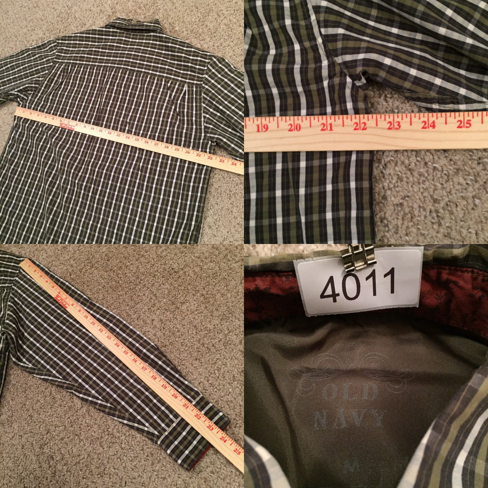 Old Navy Old Navy Shirt Mens Medium Green Plaid Long Sleeve Button Up Size US M / EU 48-50 / 2 - 8 Thumbnail