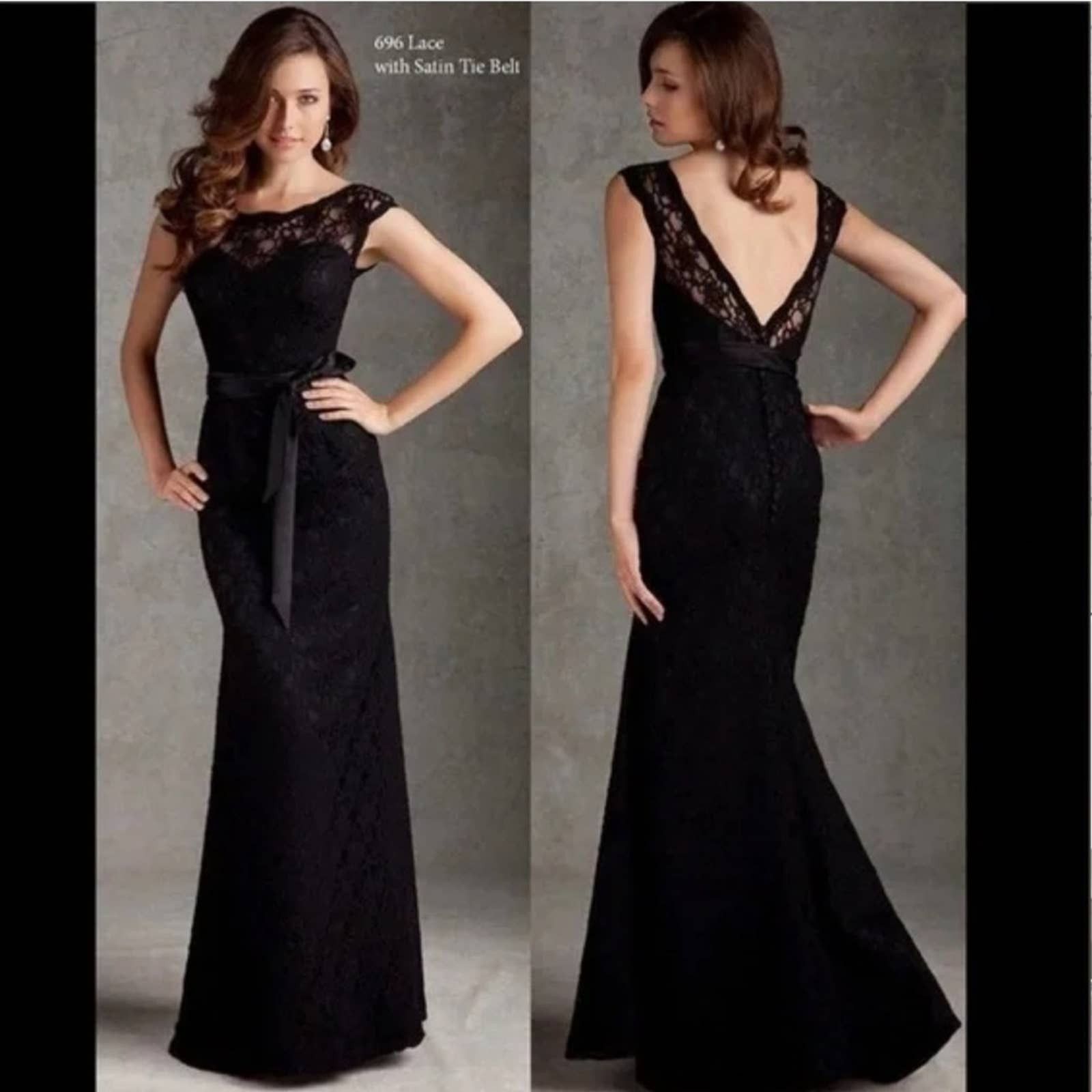 image of Morilee By Madeleine Gradner Lace Bridesmaid Dress 12 in Black, Women's (Size XL)