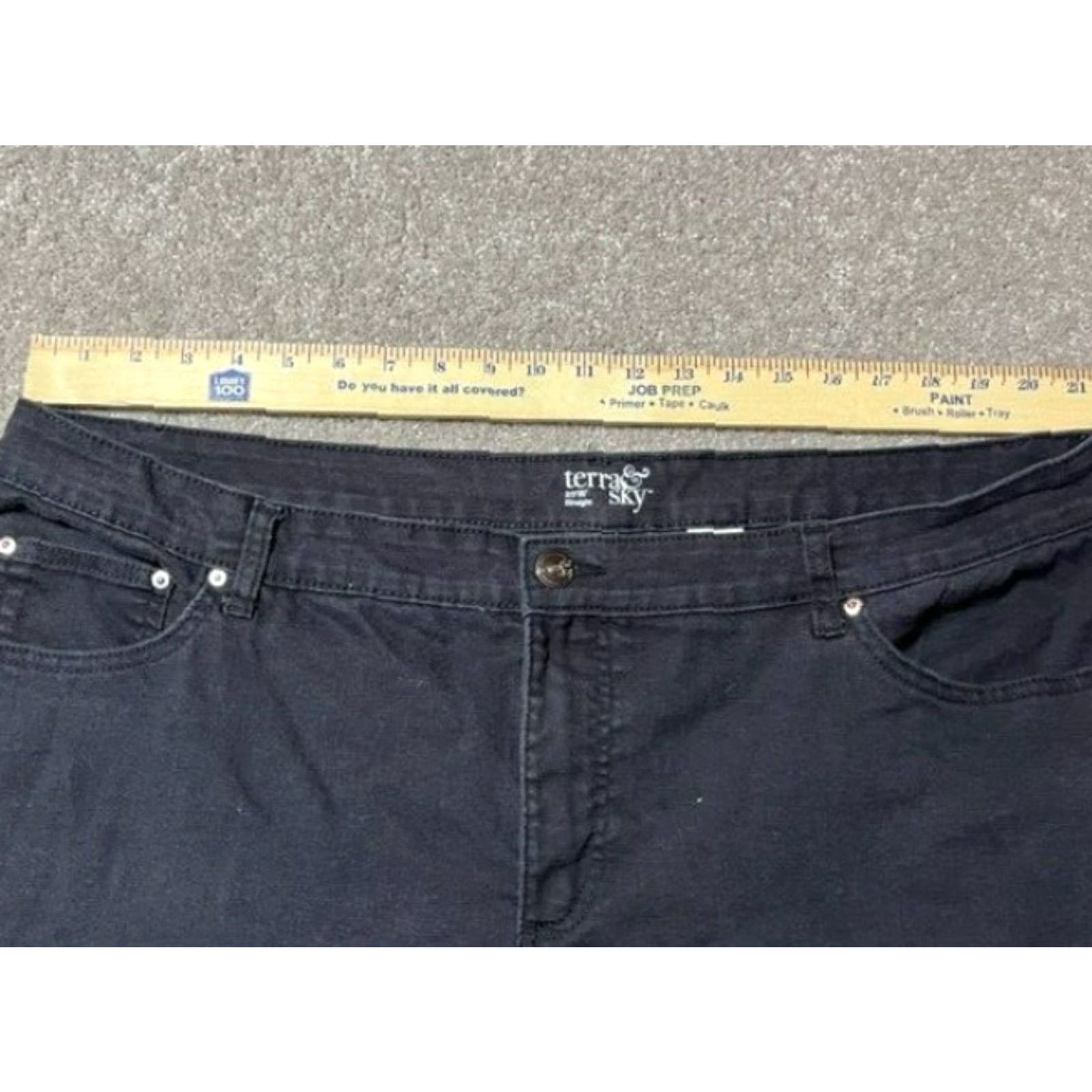 Vintage Terra & Sky Pants Womens 20W Plus High Rise Straight Stretch Black Size 42" / US 20 - 3 Thumbnail