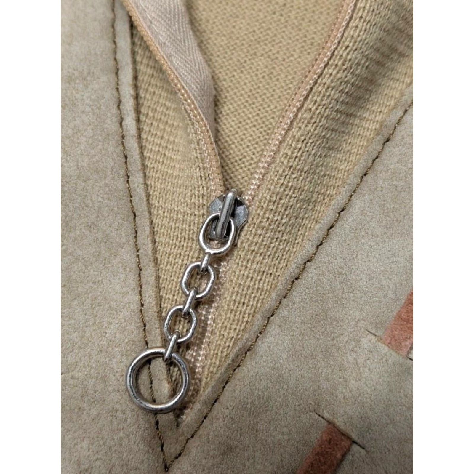 Vintage VINTAGE Richman Brothers Sweater ITALY Wool Tan M Leather Trim WIDE LAPEL Mens Pullover Long Sleeve Knit Neck Zip 1960s Size US M / EU 48-50 / 2 - 6 Thumbnail