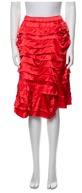 Comme des Garcons Comme des Garçons vibrant red satin tiered ruffle midi skirt Size 26" / US 2 / IT 38 - 3 Thumbnail