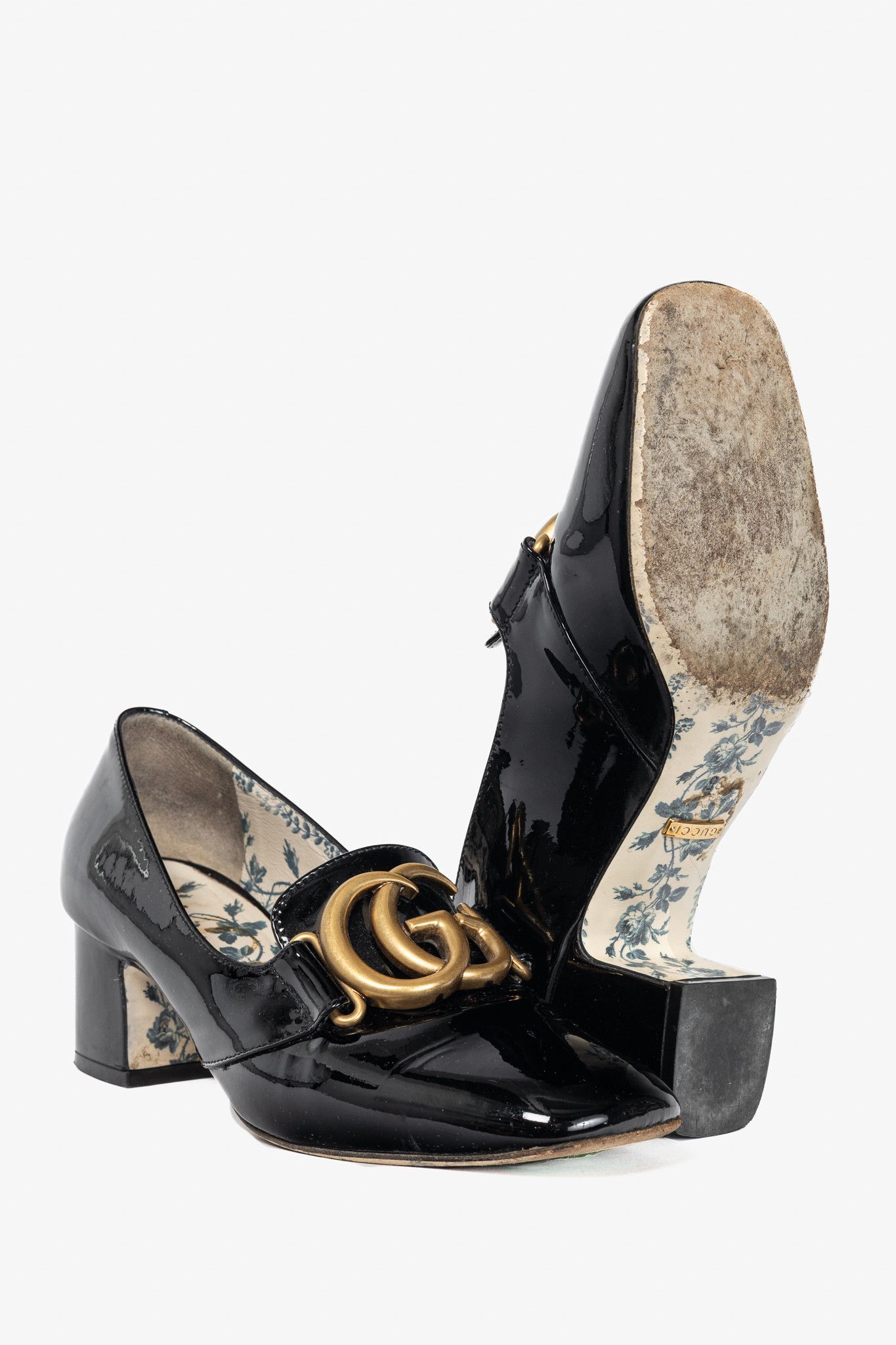 Gucci Gucci Victoire Black Patent-Leather GG Loafer Pumps Size US 4.5 / IT 34.5 - 4 Thumbnail
