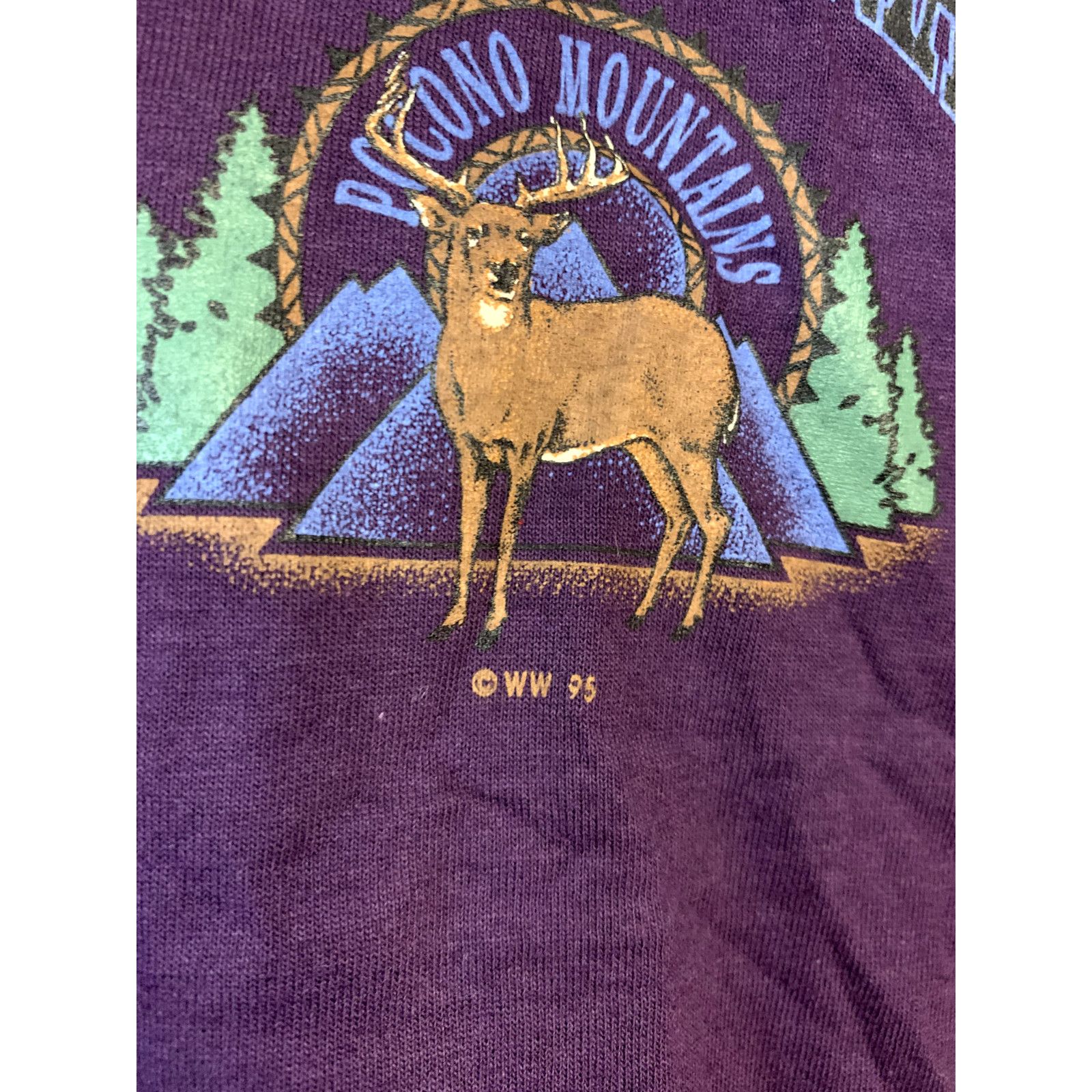 Jerzees Vintage Pocono Mountains Shirt Deer Animal T-Shirt 1995 VTG Size US L / EU 52-54 / 3 - 3 Thumbnail